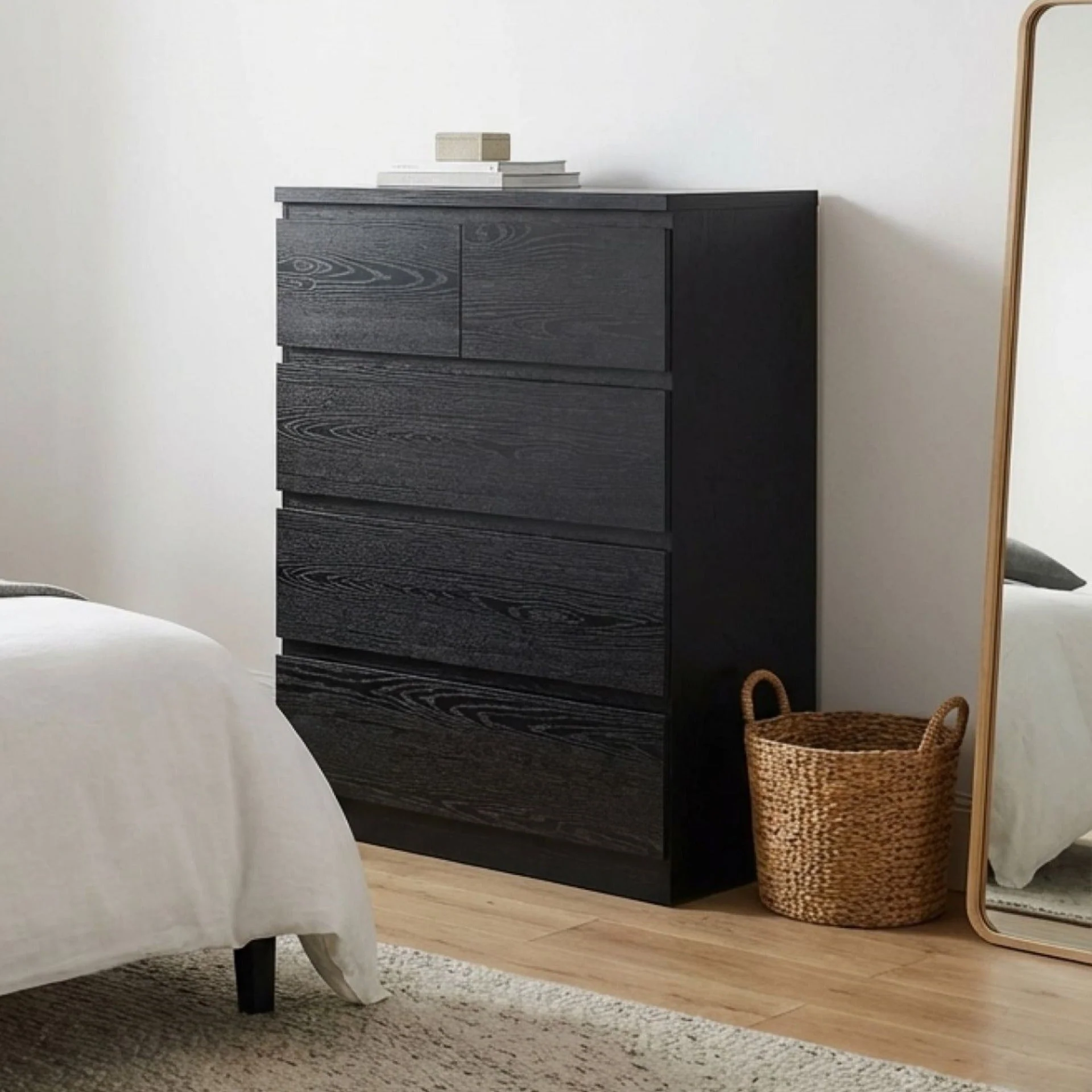 Tongass Wooden 5 Drawers Tallboy - Black - Image 4