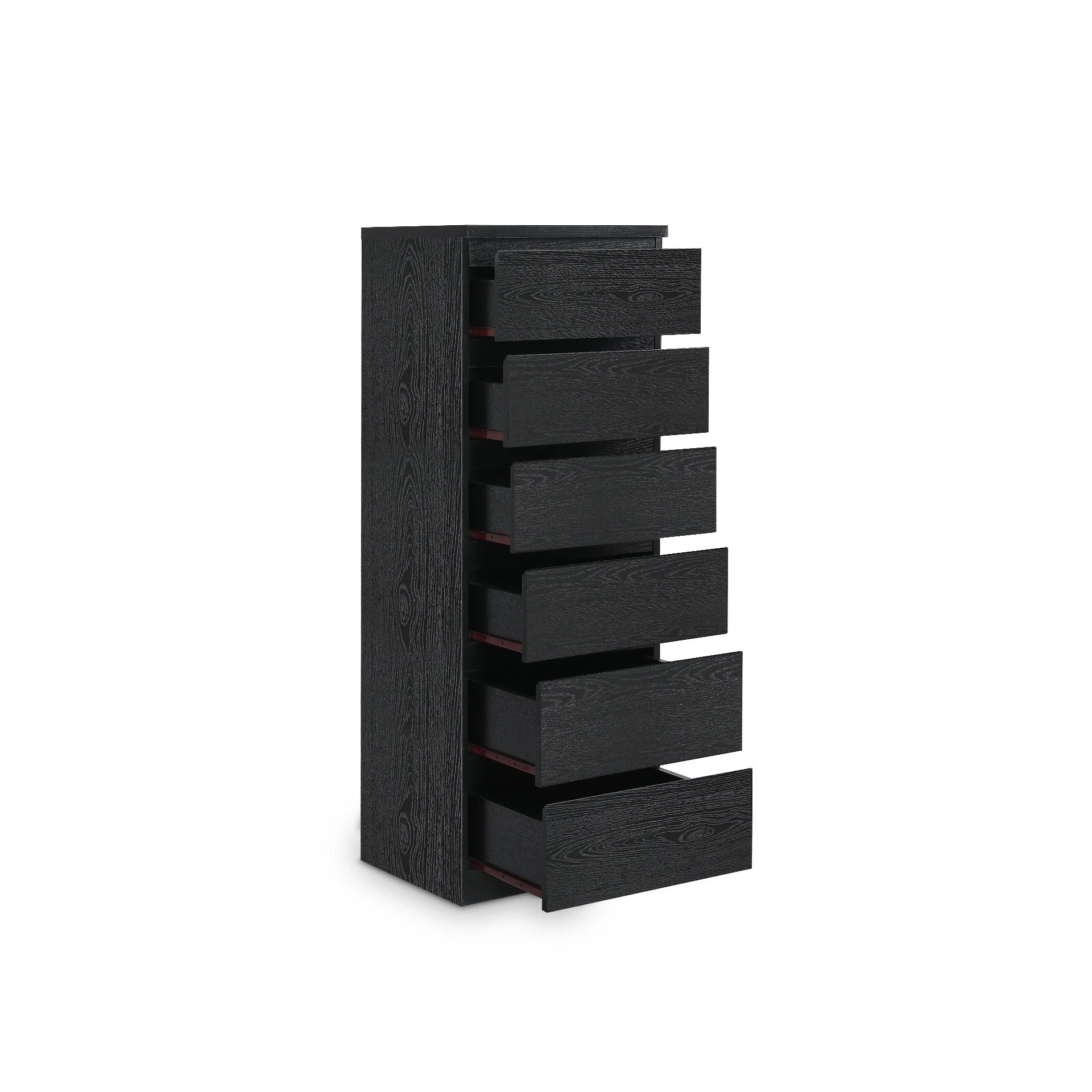 Tongass Wooden 6 Drawers Slim Tallboy - Black - Image 11