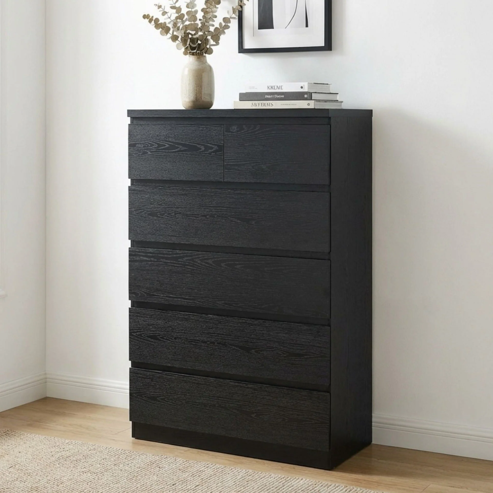 Tongass Wooden 6 Drawers Tallboy - Black - Image 6