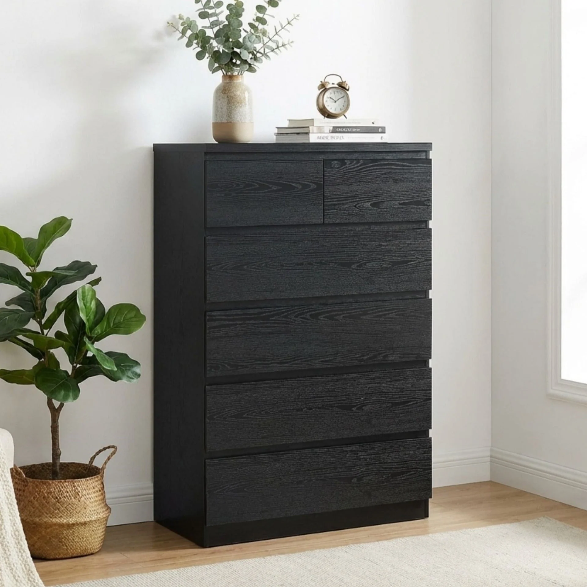 Tongass Wooden 6 Drawers Tallboy - Black - Image 7