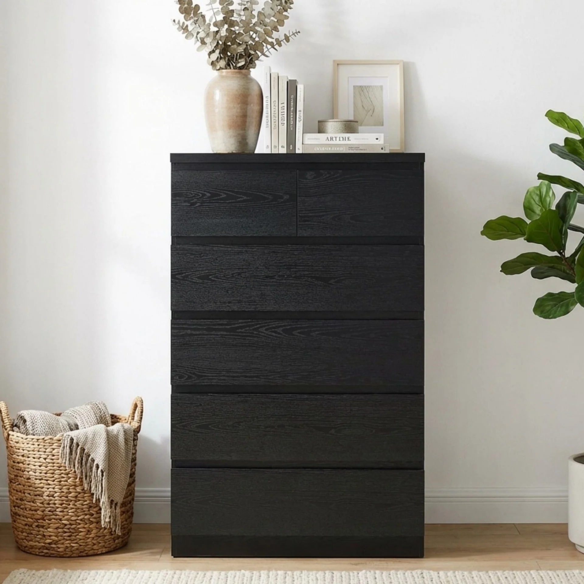 Tongass Wooden 6 Drawers Tallboy - Black - Image 8