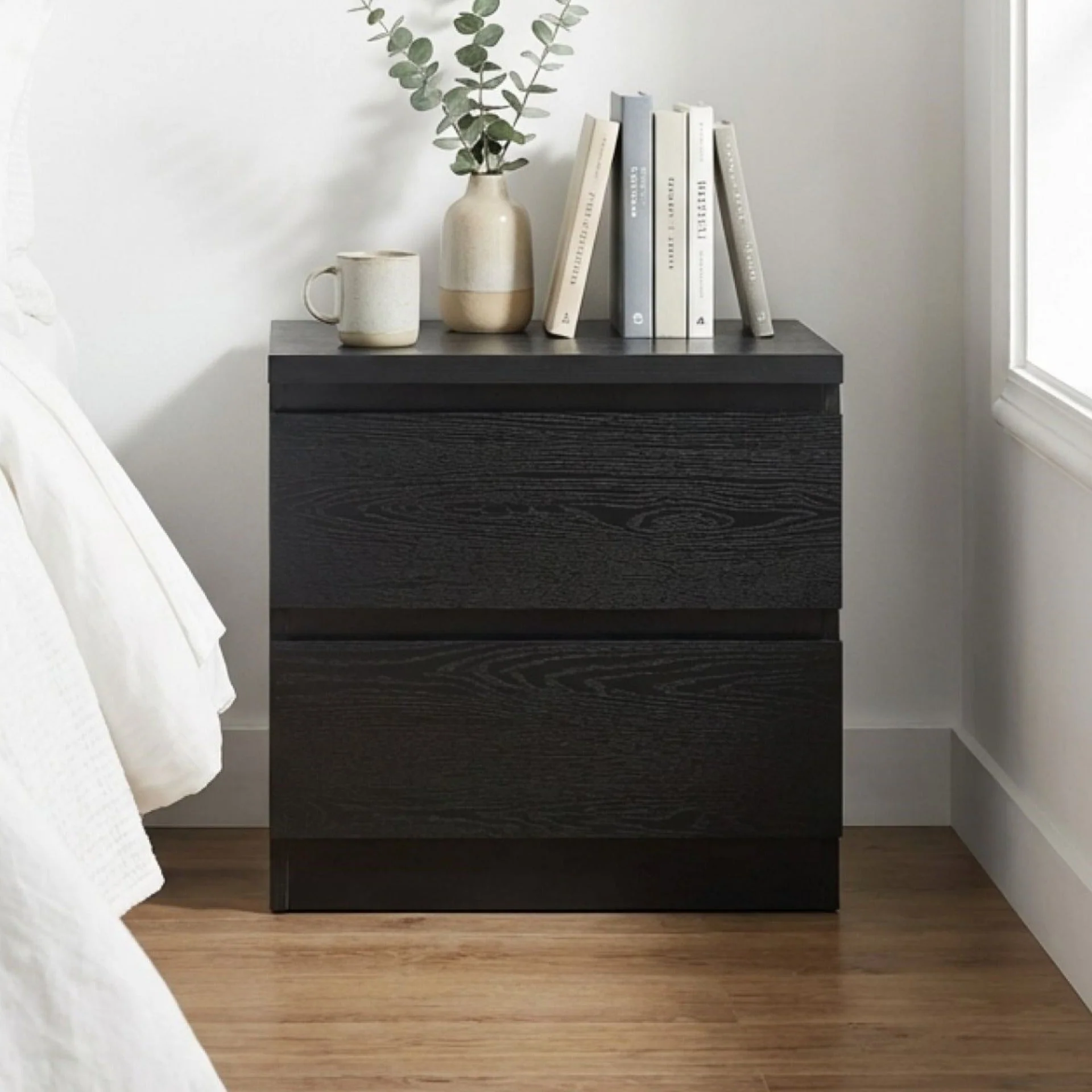Tongass Wooden Bedside Table - Black - Image 3