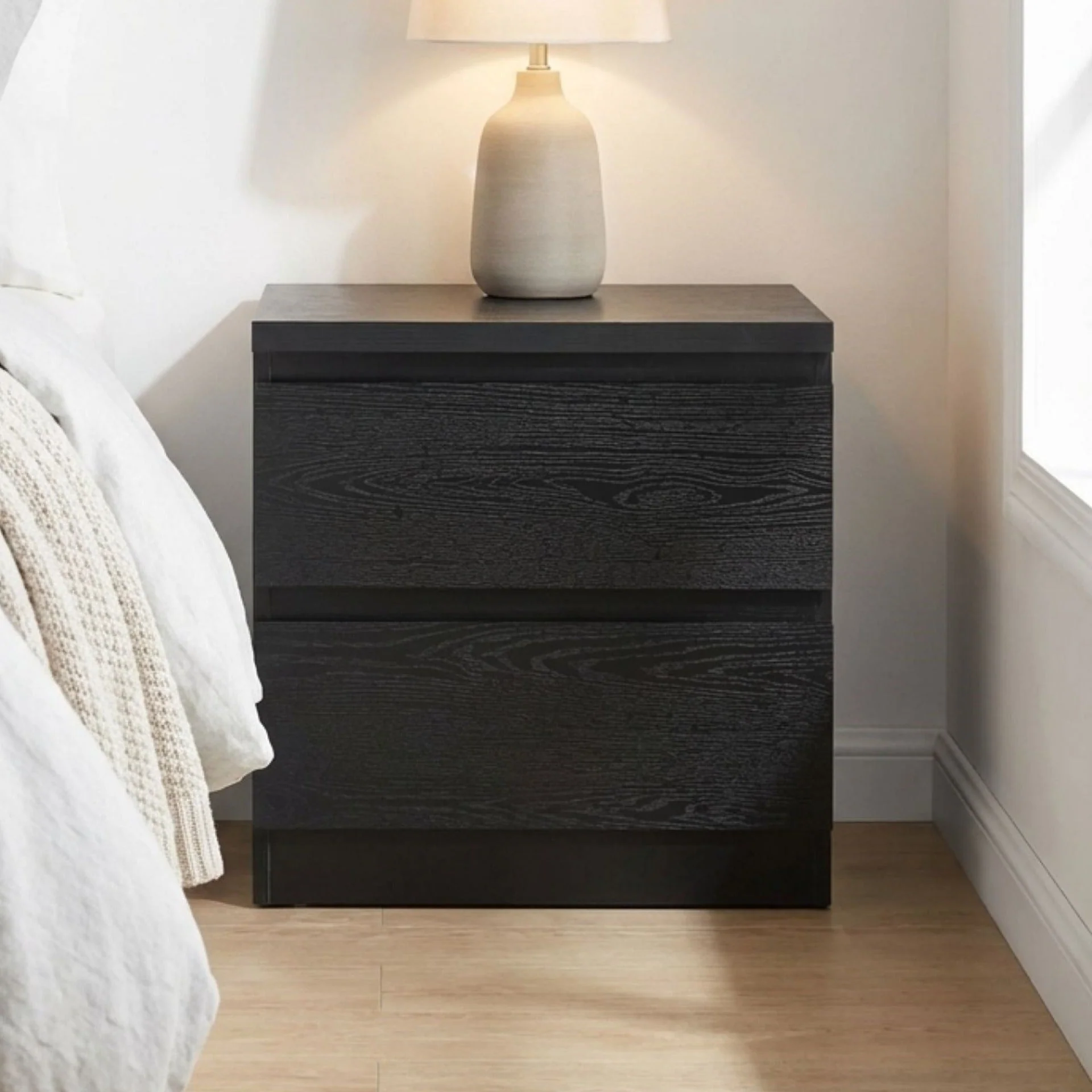 Tongass Wooden Bedside Table - Black - Image 4