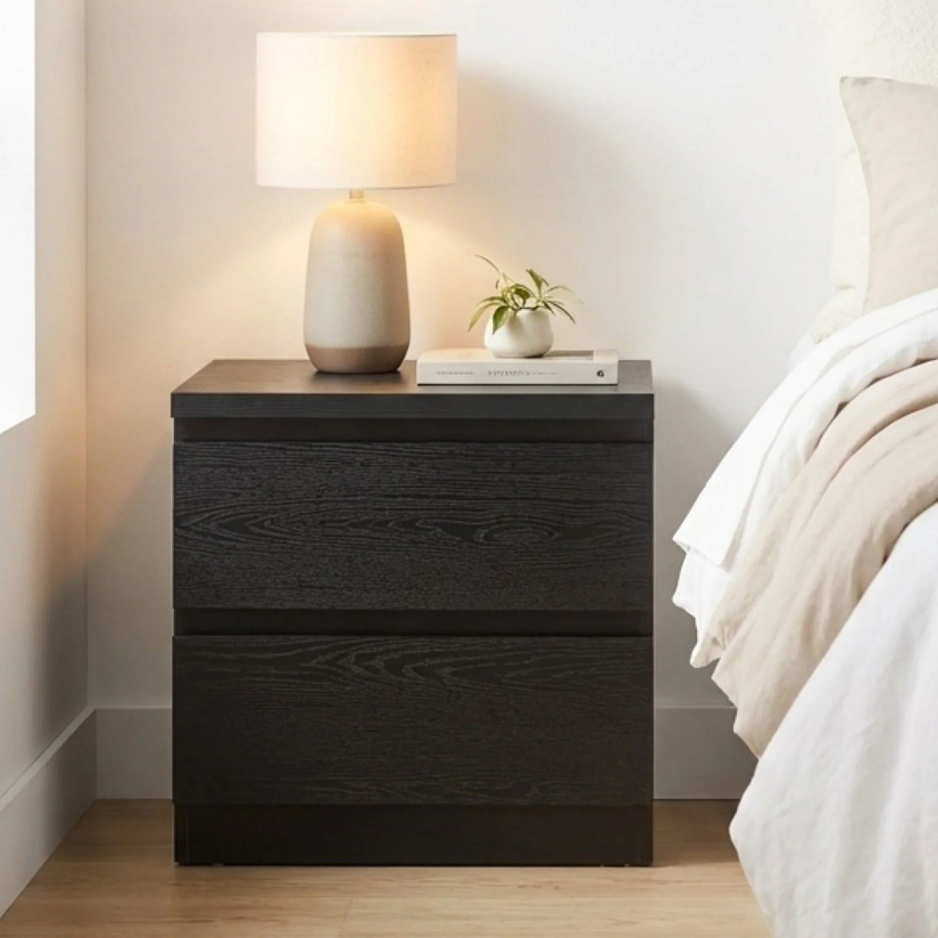 Tongass Wooden Bedside Table - Black - Image 6