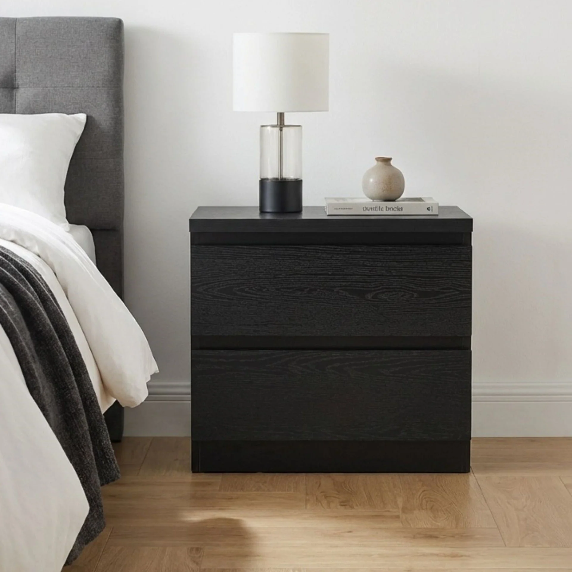 Tongass Wooden Bedside Table - Black - Image 7