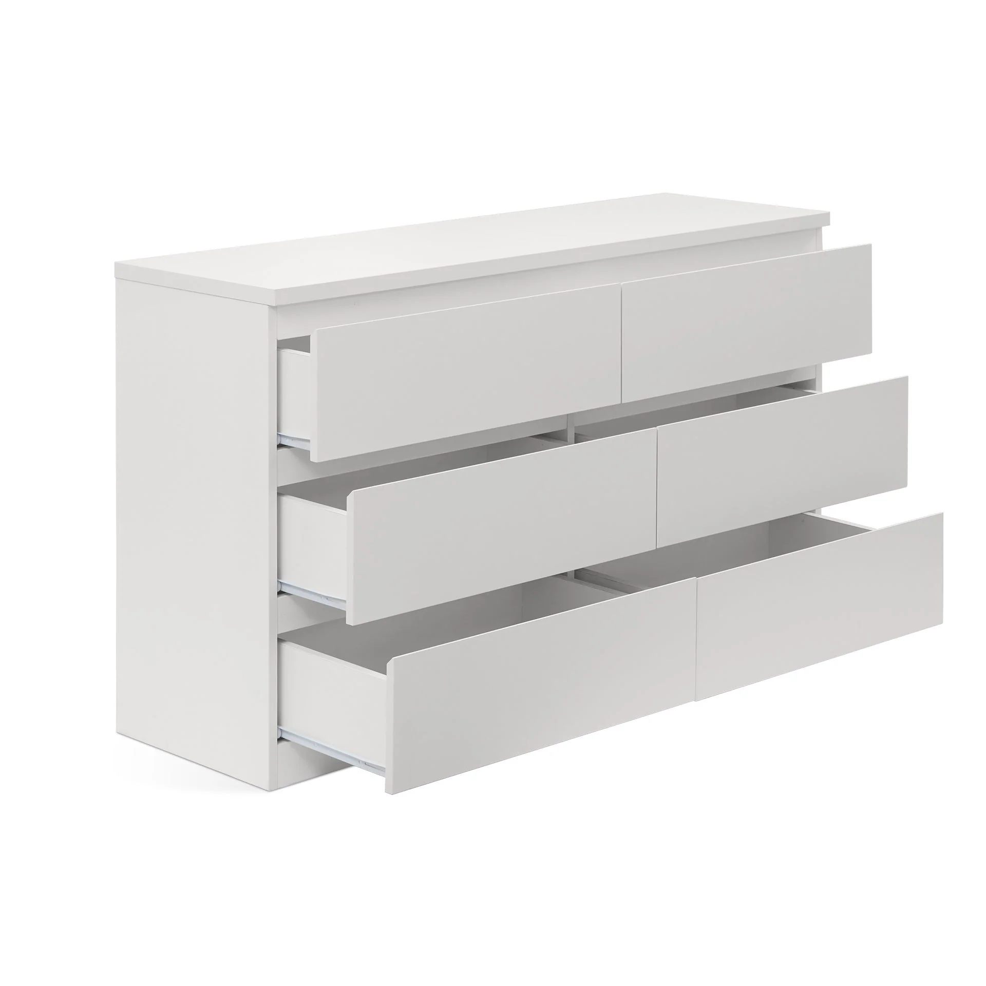 Tongass Wooden Low Boy 6 Drawers - White - Image 8