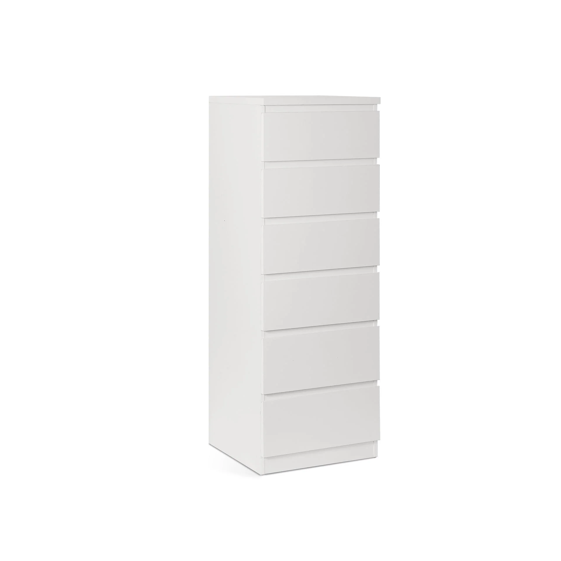 Tongass Wooden Slim Tallboy 6 Drawers - White - Image 5