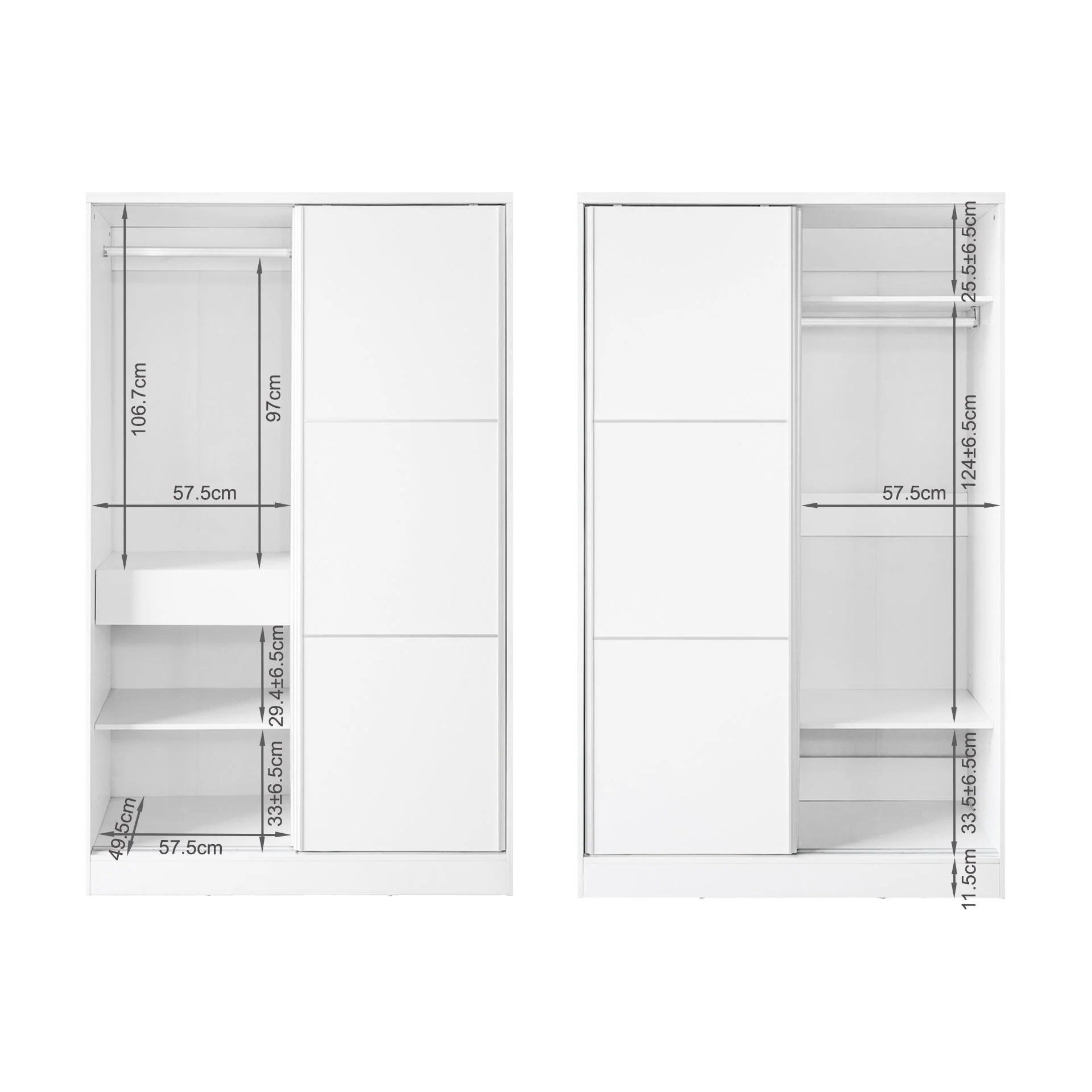 Tonto 120cm Wardrobe With Sliding Doors - White - Image 14