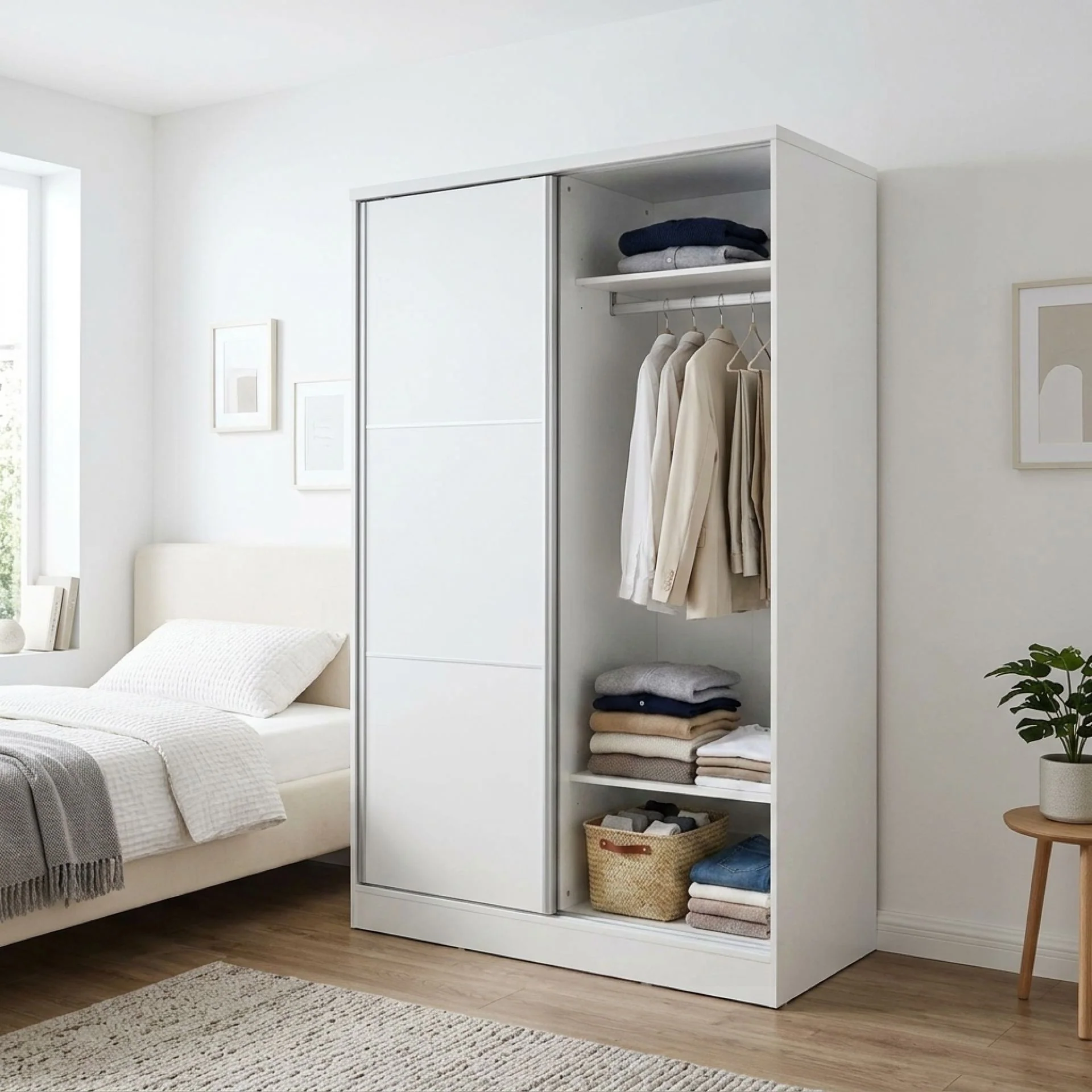 Tonto 120cm Wardrobe With Sliding Doors - White - Image 2