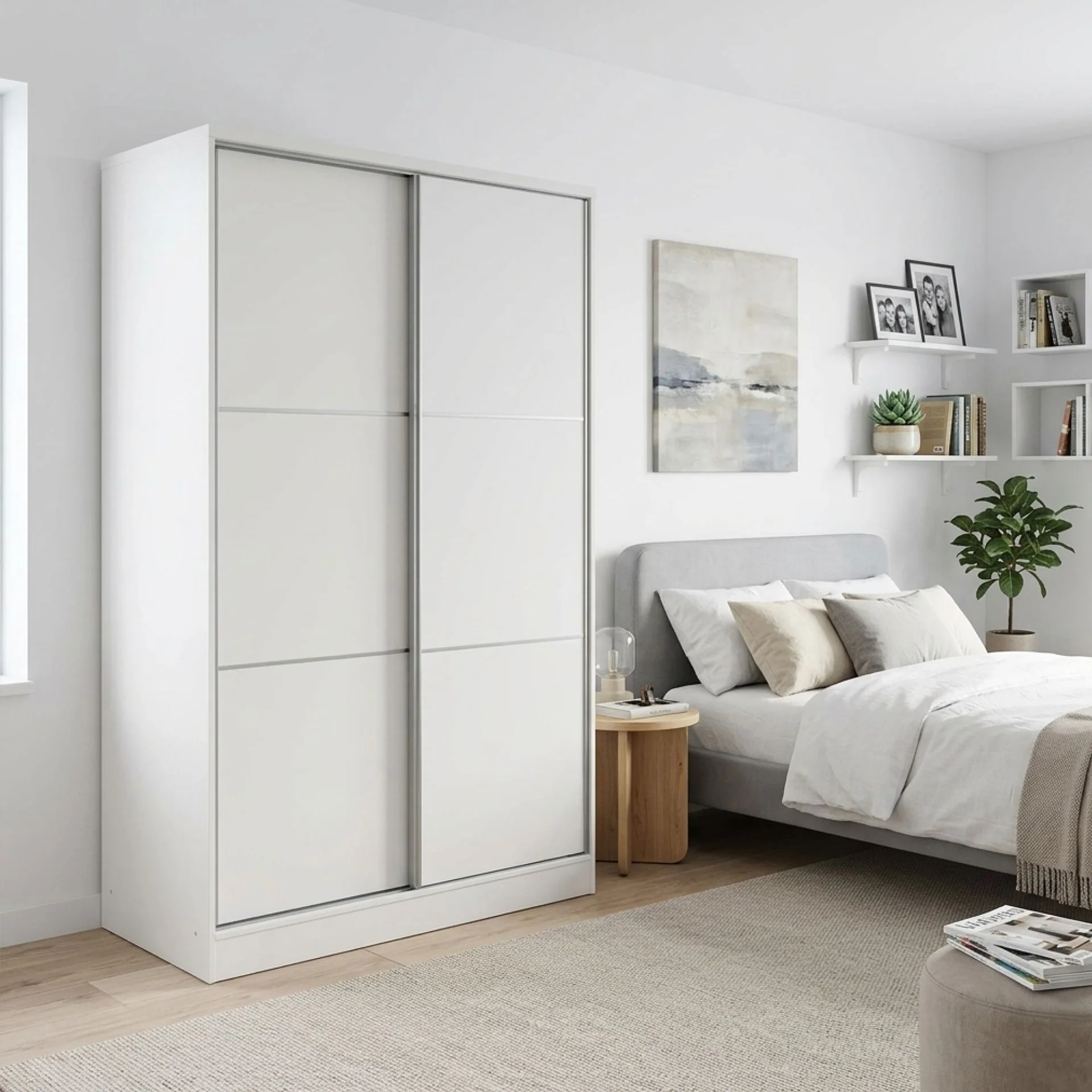 Tonto 120cm Wardrobe With Sliding Doors - White - Image 6