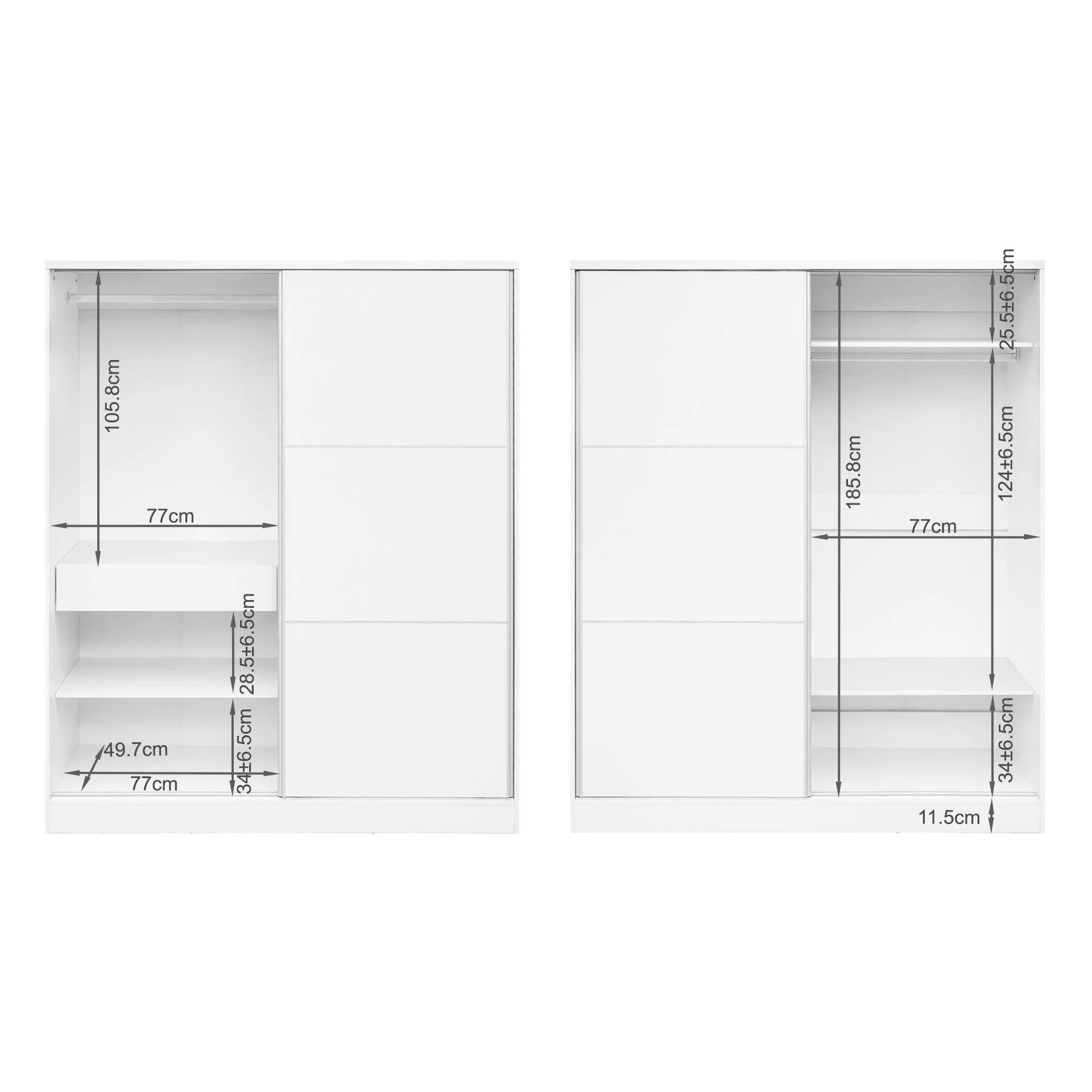 Tonto 160cm Wardrobe With Sliding Doors - White - Image 13