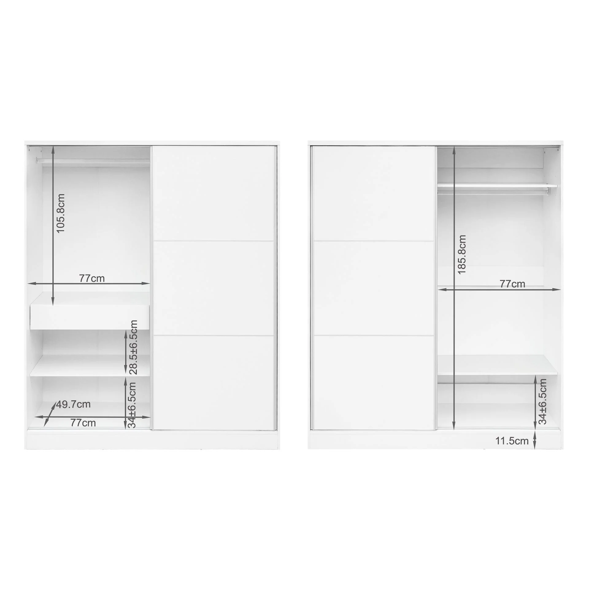 Tonto 160cm Wardrobe With Sliding Doors - White - Image 14
