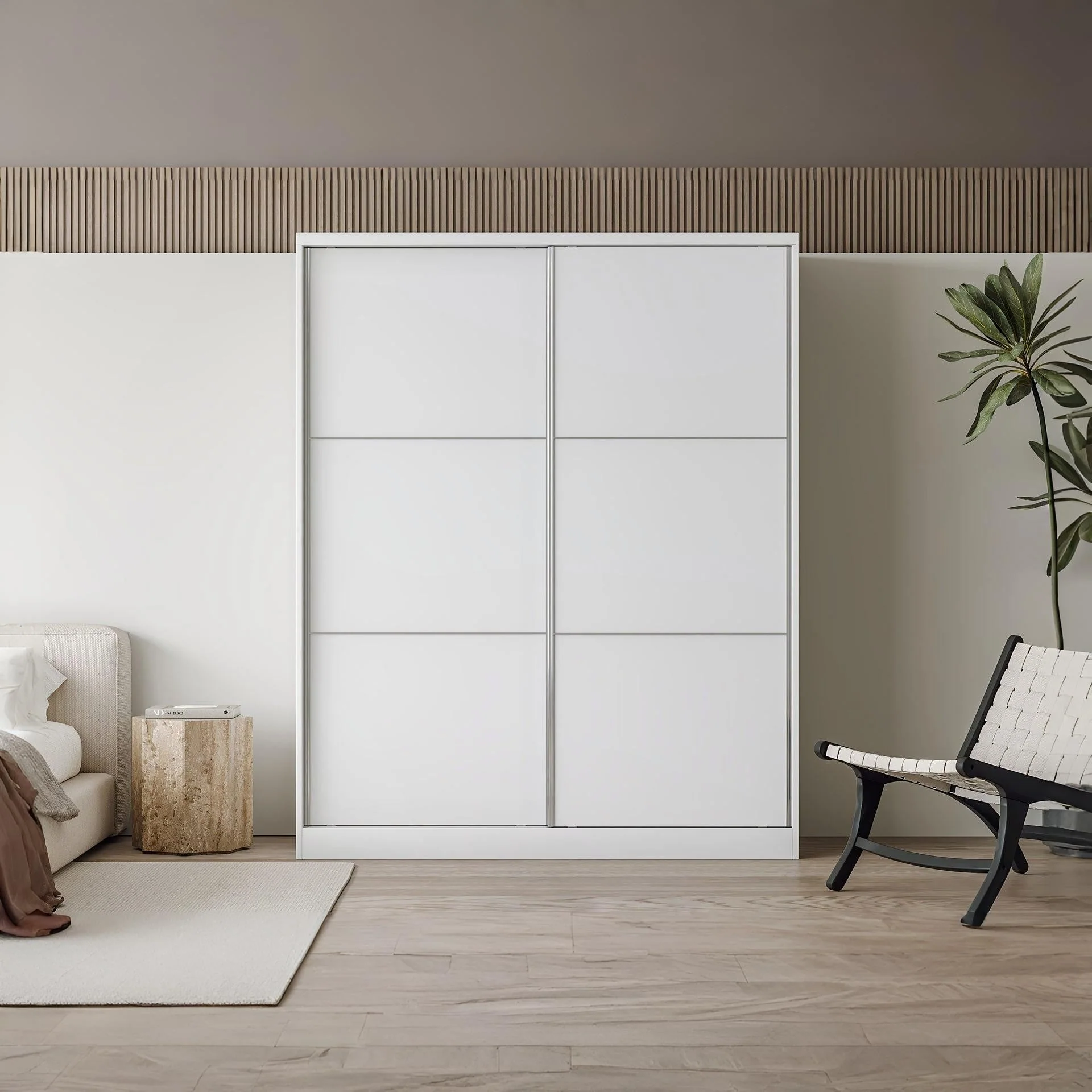 Tonto 160cm Wardrobe With Sliding Doors - White - Image 2