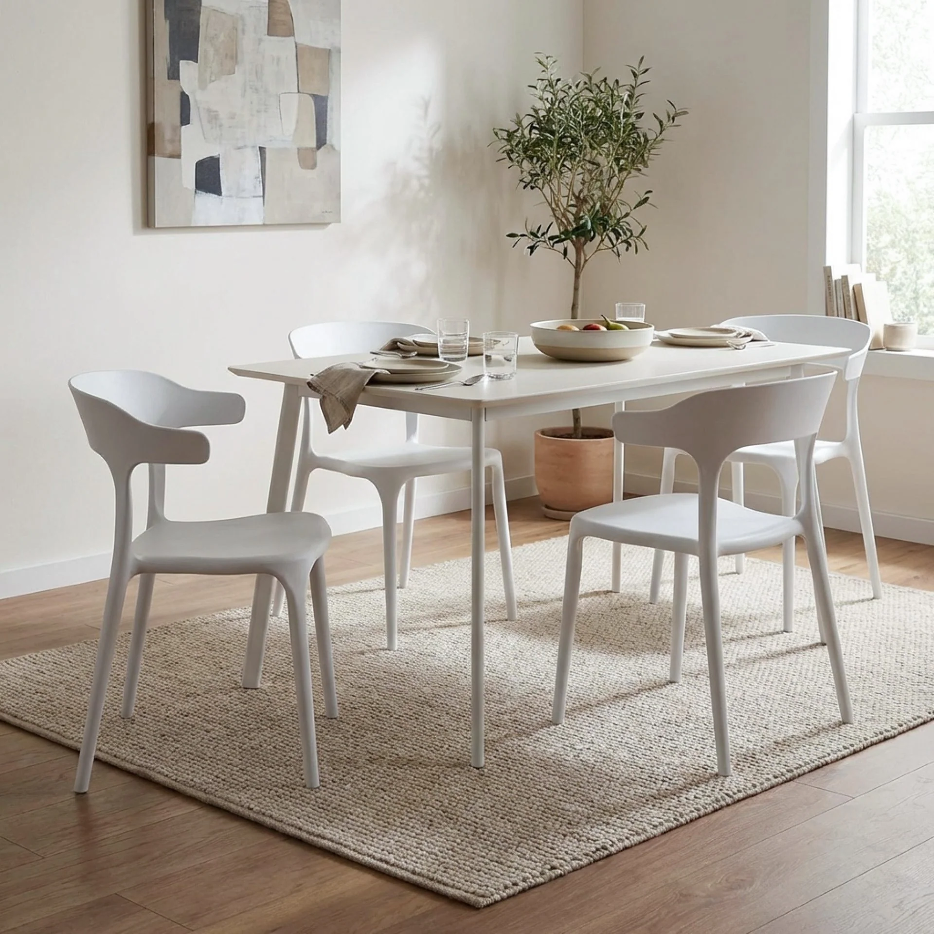 Tor Dining Chair - Set of 4 - White - Image 3