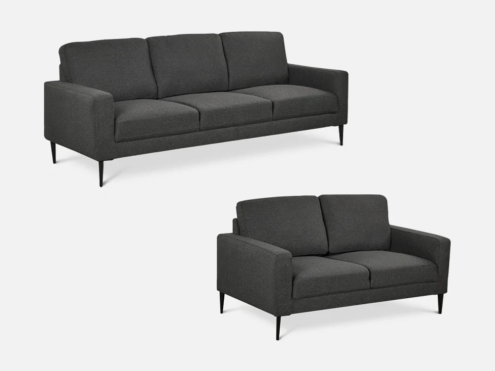 Toronto 2 Piece Sofa Set - Dark Grey - Image 2