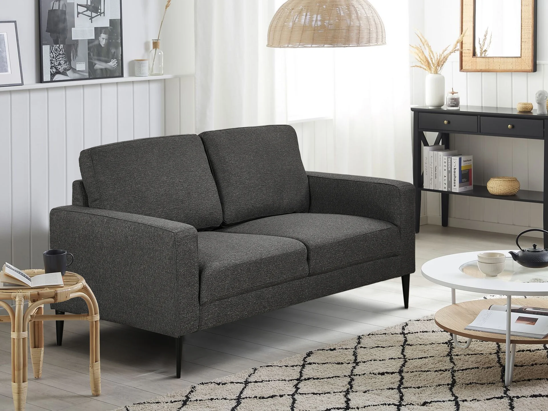 Toronto 2 Seater Fabric Sofa - Dark Grey - Image 2