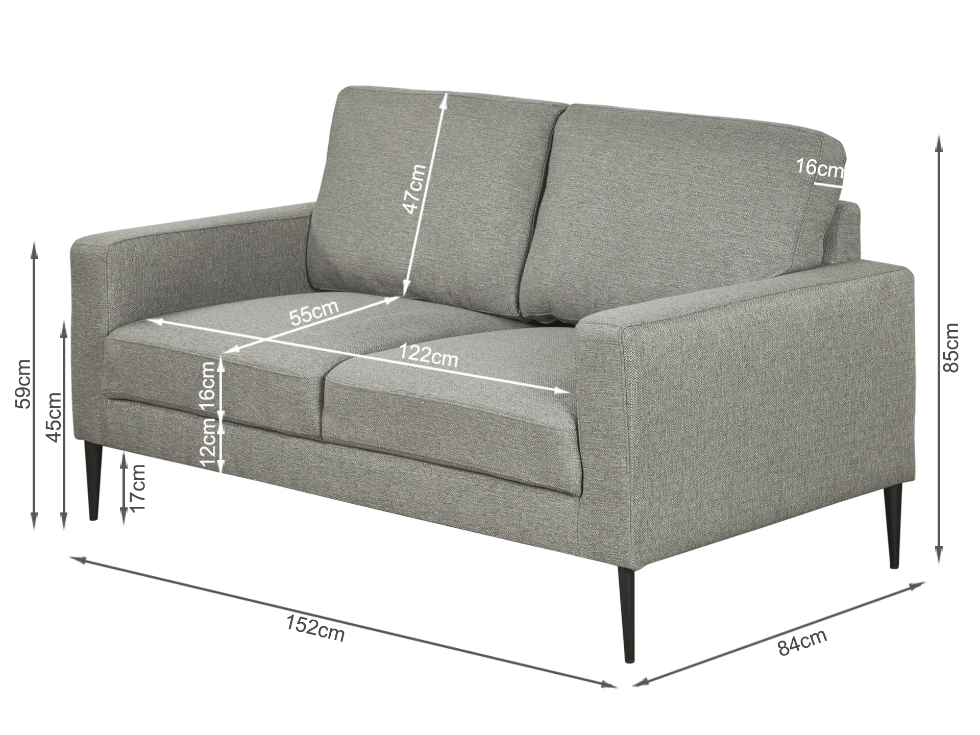 Toronto 2 Seater Sofa - Light Grey - Image 7