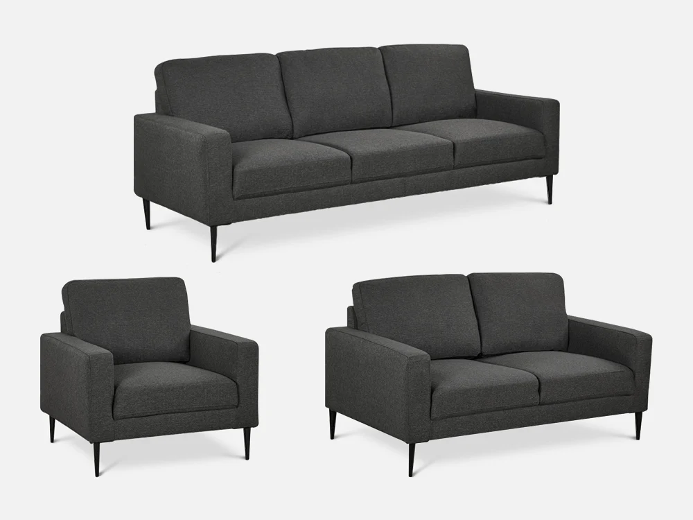Toronto 3 Piece Sofa Set - Dark Grey - Image 2
