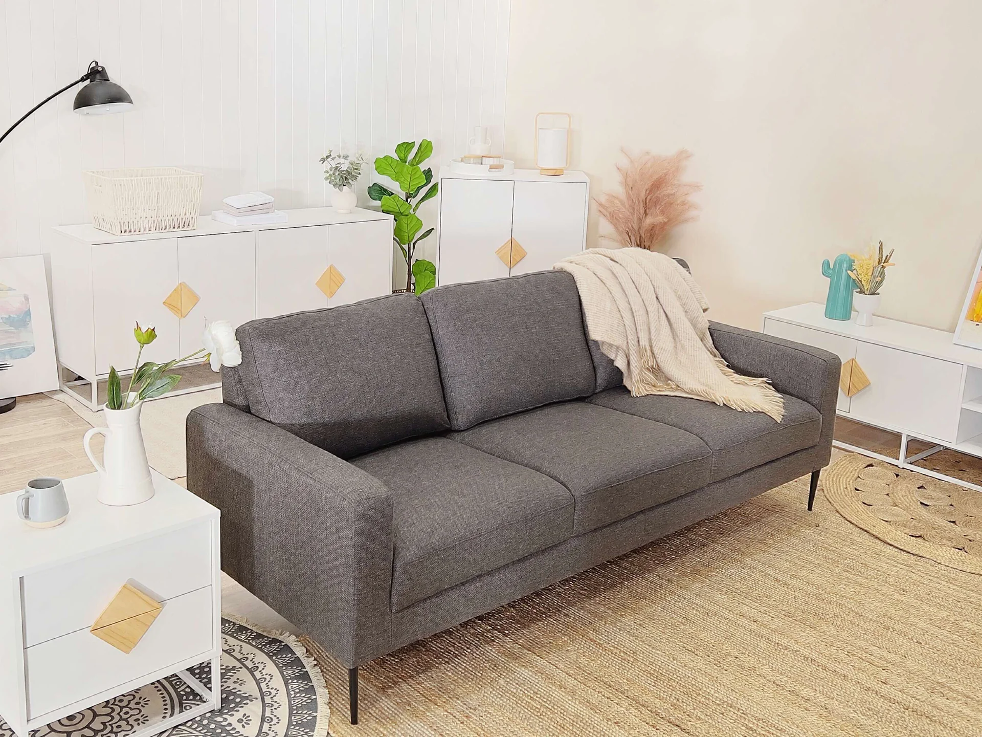 Toronto 3 Seater Sofa - Dark Grey - Image 5