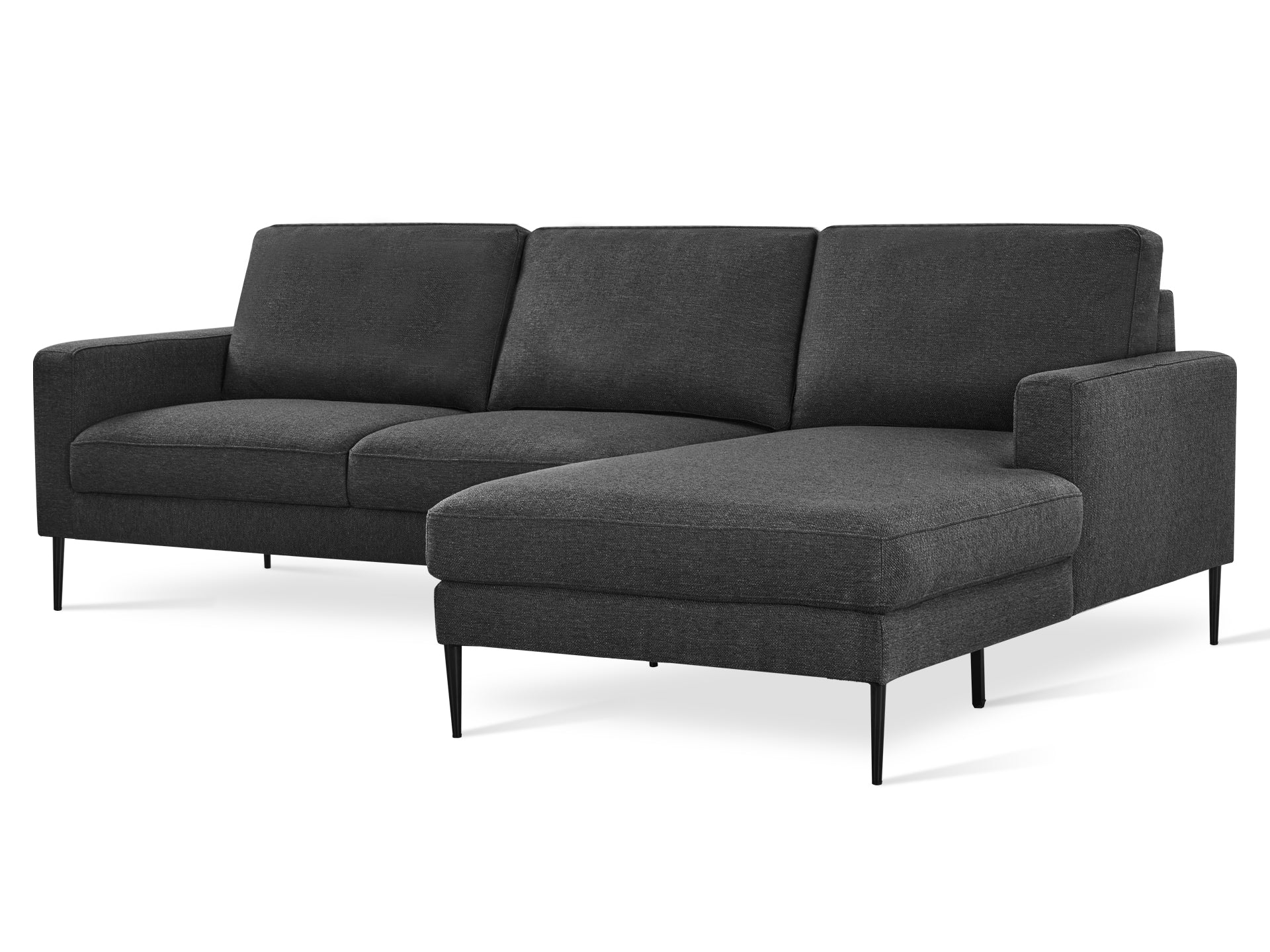 Toronto 3 Seater Sofa with Right Facing Chaise - Dark Grey - Image 4