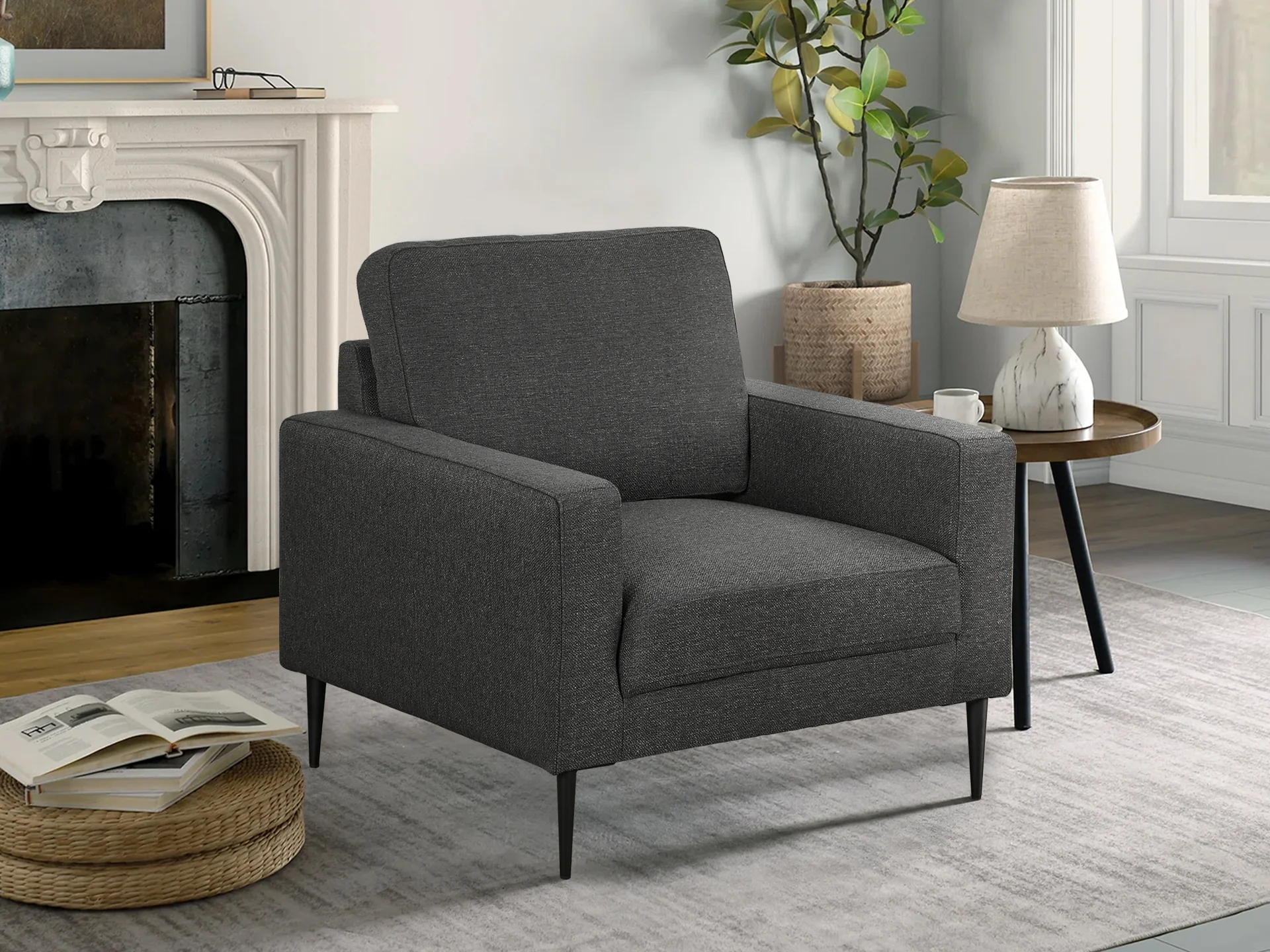 Toronto Occasional Fabric Chair - Dark Grey - Image 2
