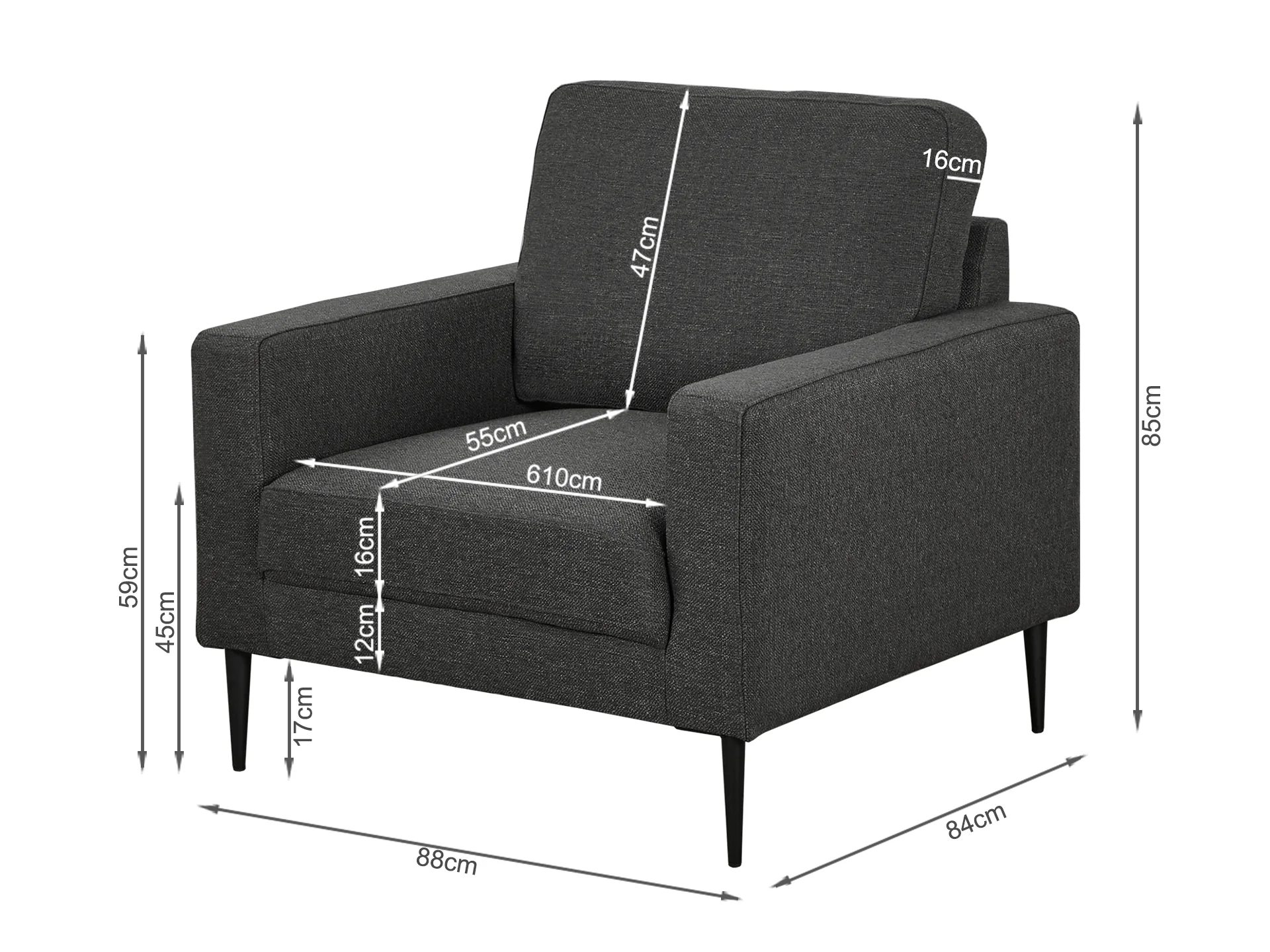 Toronto Occasional Fabric Chair - Dark Grey - Image 6