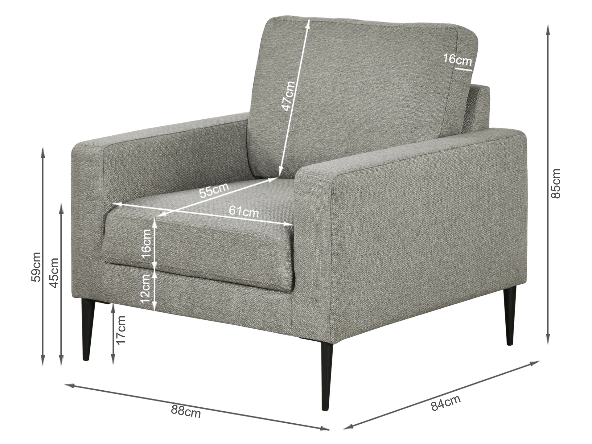 Toronto Occasional Fabric Chair - Light Grey - Image 7