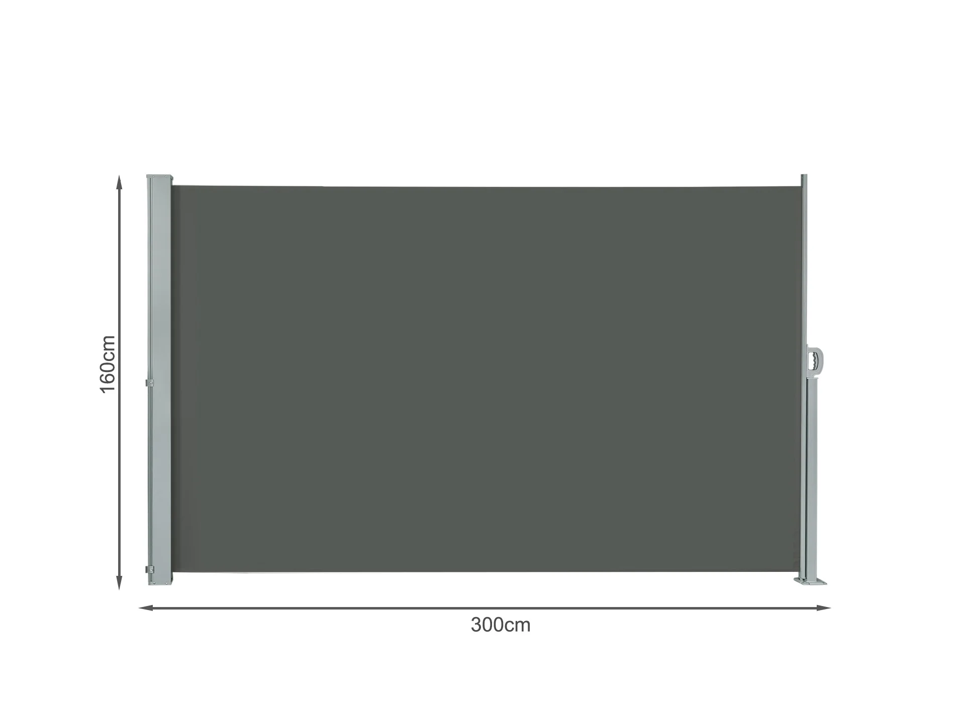 Toughout 1.6m x 3m Retractable Side Awning Screen Shade - Grey - Image 9