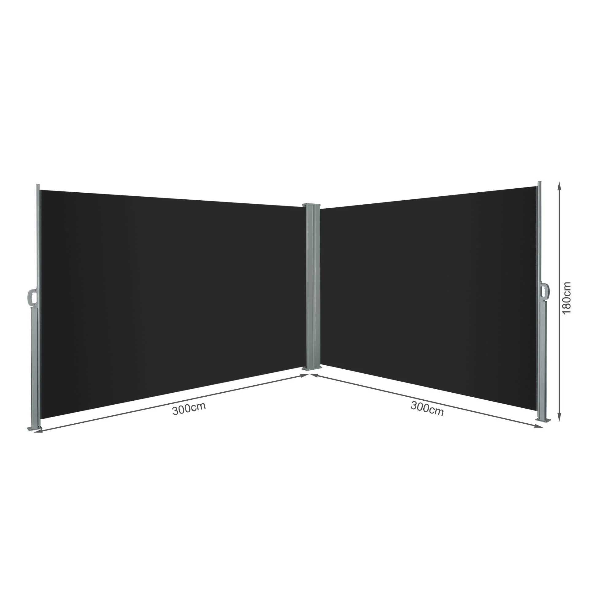 Toughout 1.8m x 3m Double Retractable Side Awning Screen Shade - Black - Image 8