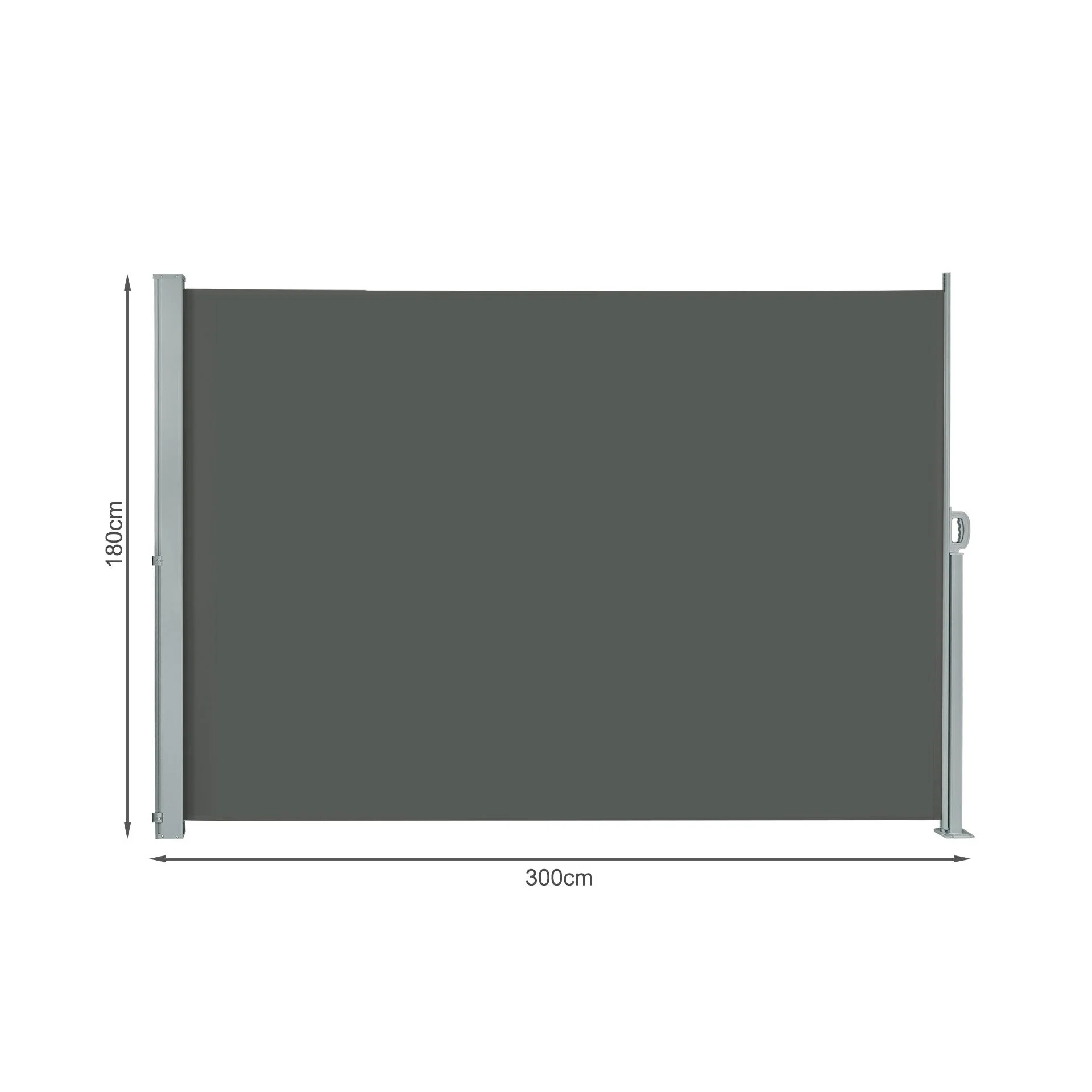 Toughout 1.8m x 3m Retractable Side Awning Screen Shade - Grey - Image 9