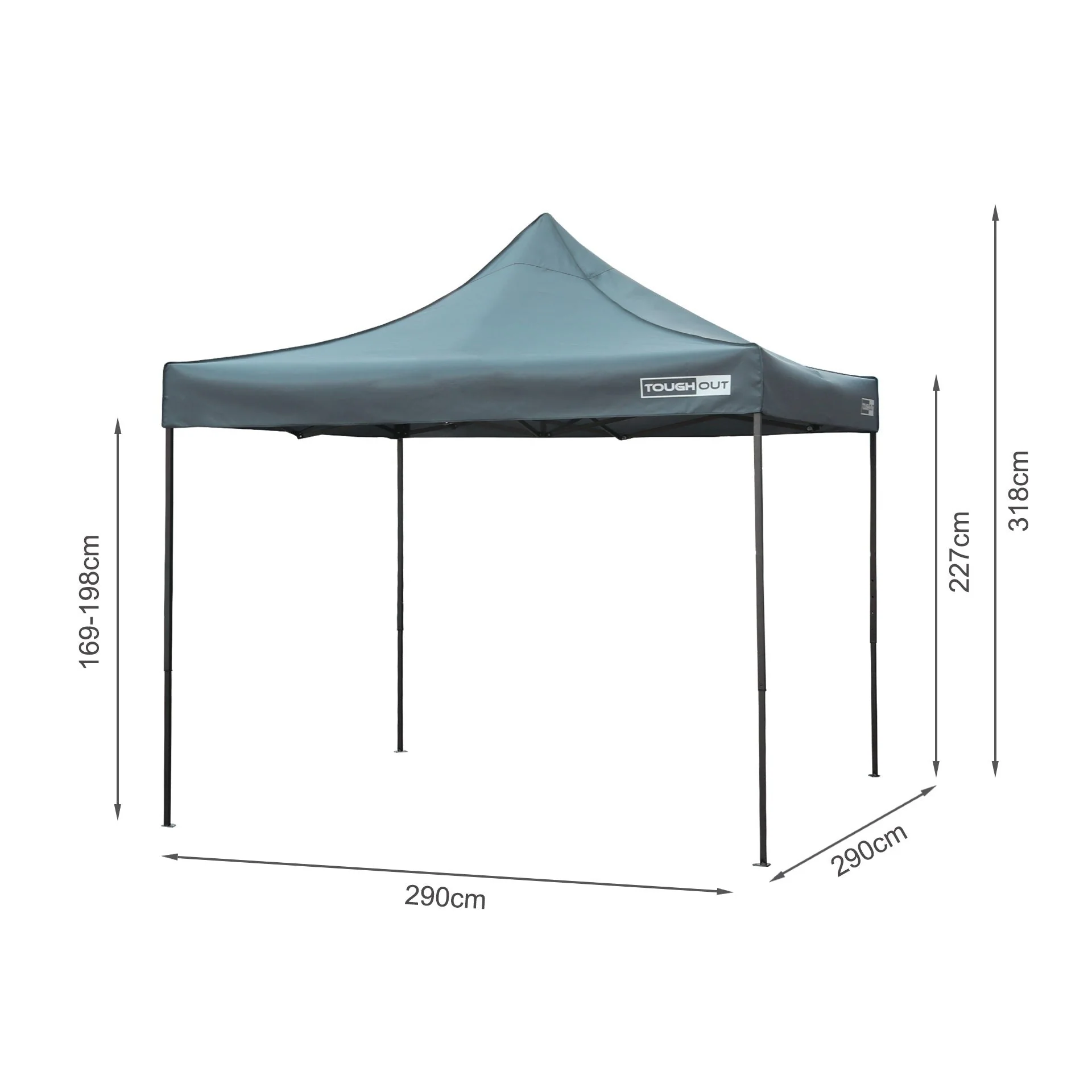 Toughout Breeze Gazebo 3 x 3m - Grey - Image 11