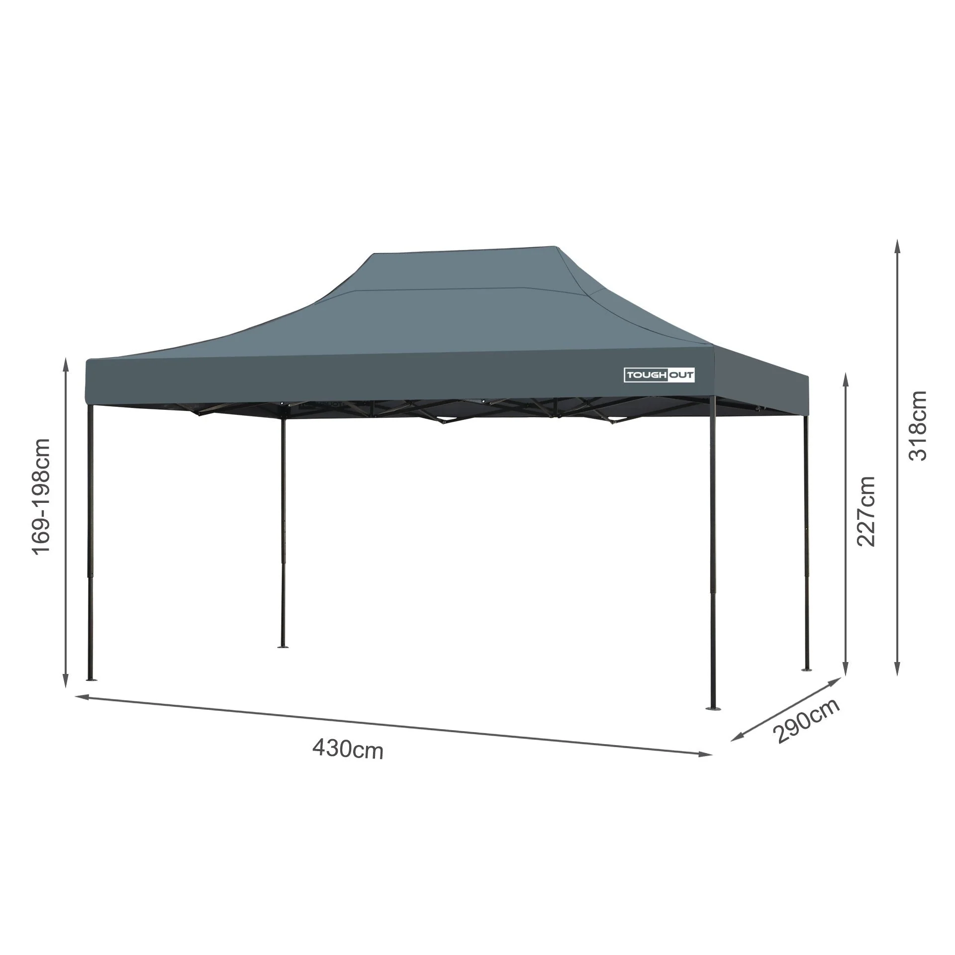 Toughout Breeze Gazebo 3 x 4.5m - Grey - Image 10