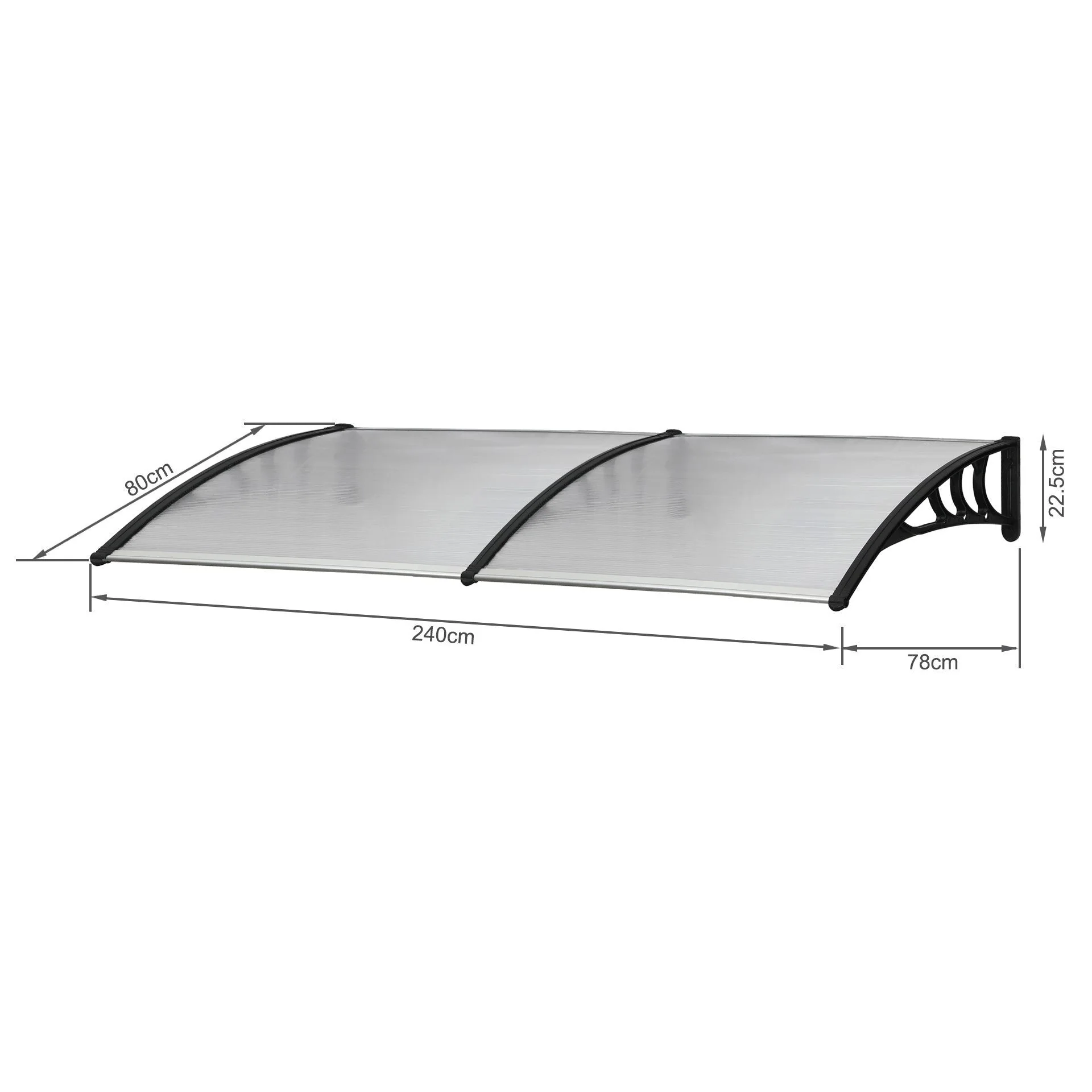 Toughout Canopy Awning Door Window Awning 2.4m x 0.8m - Image 10