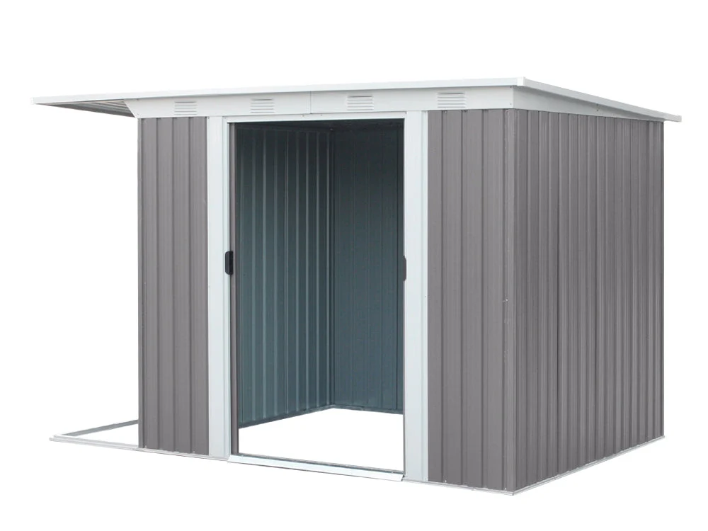 TOUGHOUT Garden Shed with Side Canopy 3.03M x 1.93M x 1.9M GREY - Image 3
