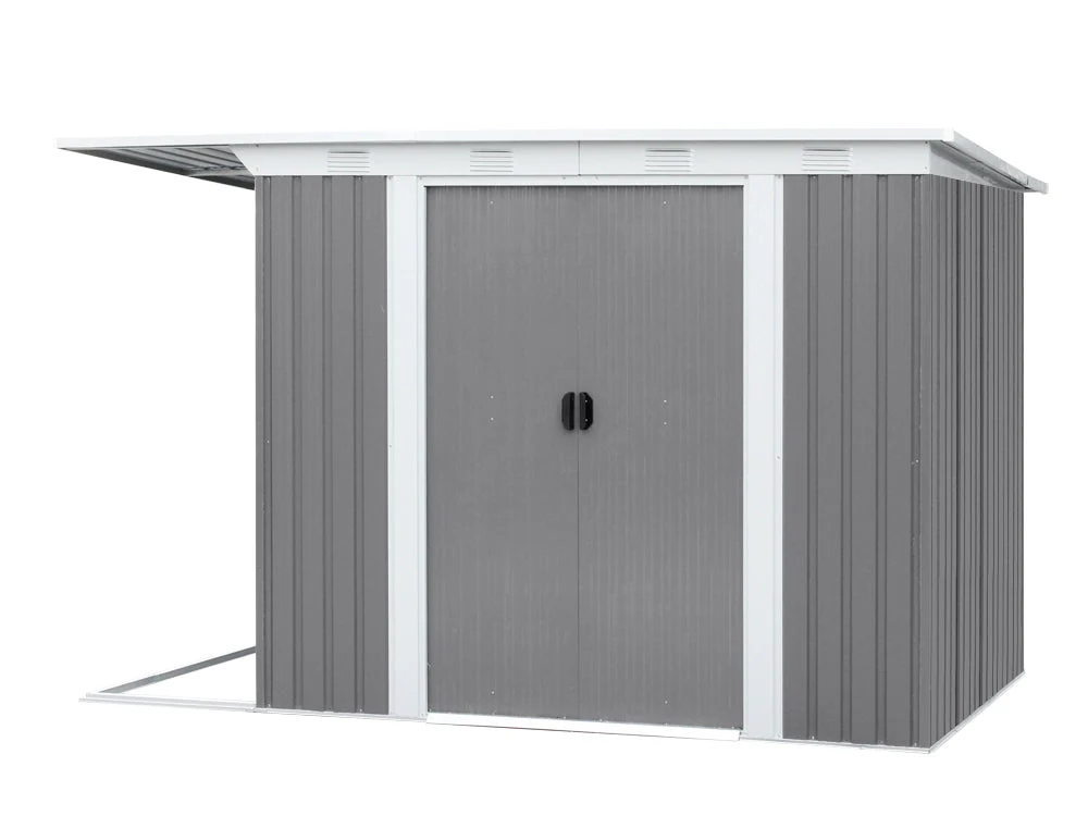 TOUGHOUT Garden Shed with Side Canopy 3.03M x 1.93M x 1.9M GREY - Image 4