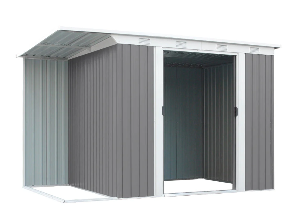 TOUGHOUT Garden Shed with Side Canopy 3.03M x 1.93M x 1.9M GREY - Image 5