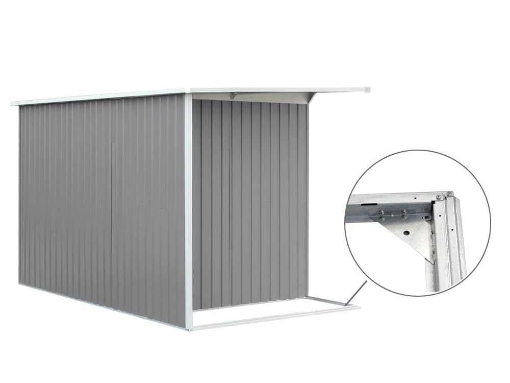 TOUGHOUT Garden Shed with Side Canopy 3.03M x 1.93M x 1.9M GREY - Image 7