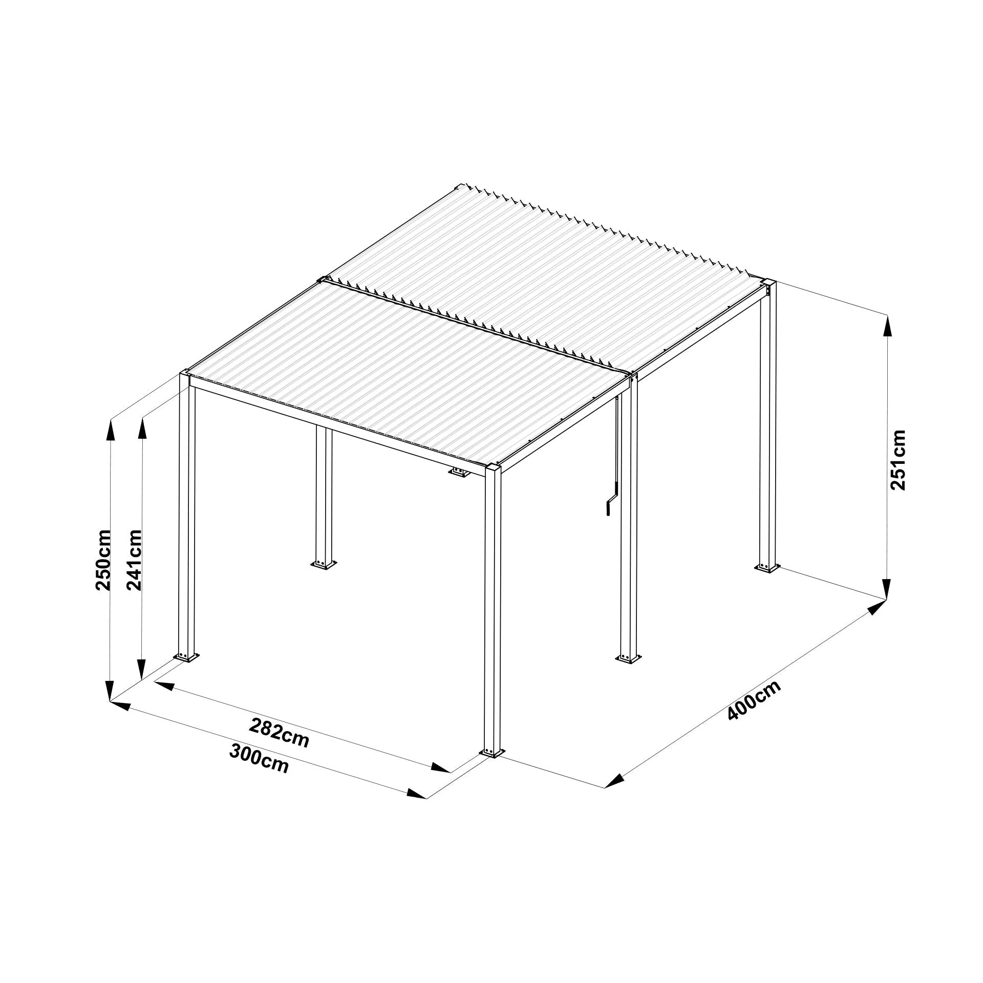 Toughout Manual Louvre Roof Aluminium Pergola 4m x 3m - Charcoal Grey - Image 17