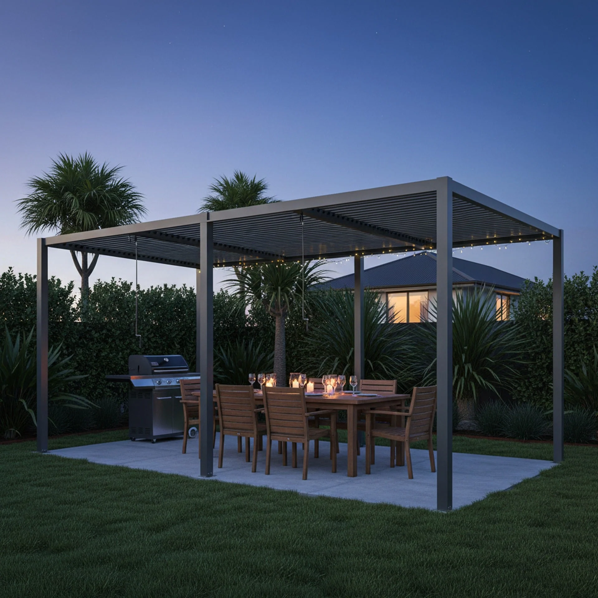 Toughout Manual Louvre Roof Aluminium Pergola 6m x 3m - Charcoal Grey - Image 10