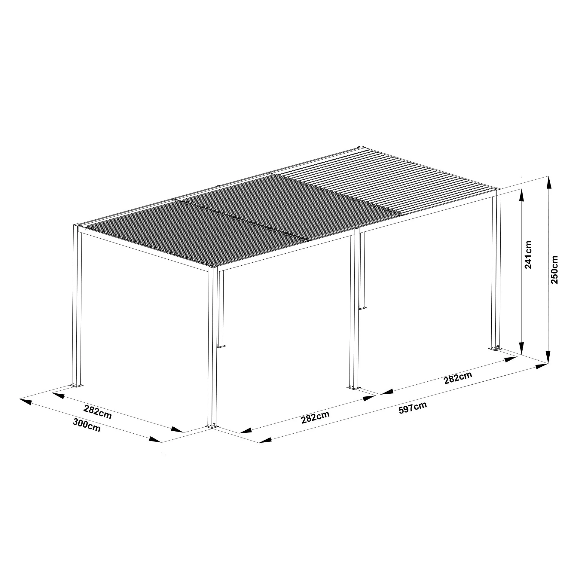 Toughout Manual Louvre Roof Aluminium Pergola 6m x 3m - Charcoal Grey - Image 19
