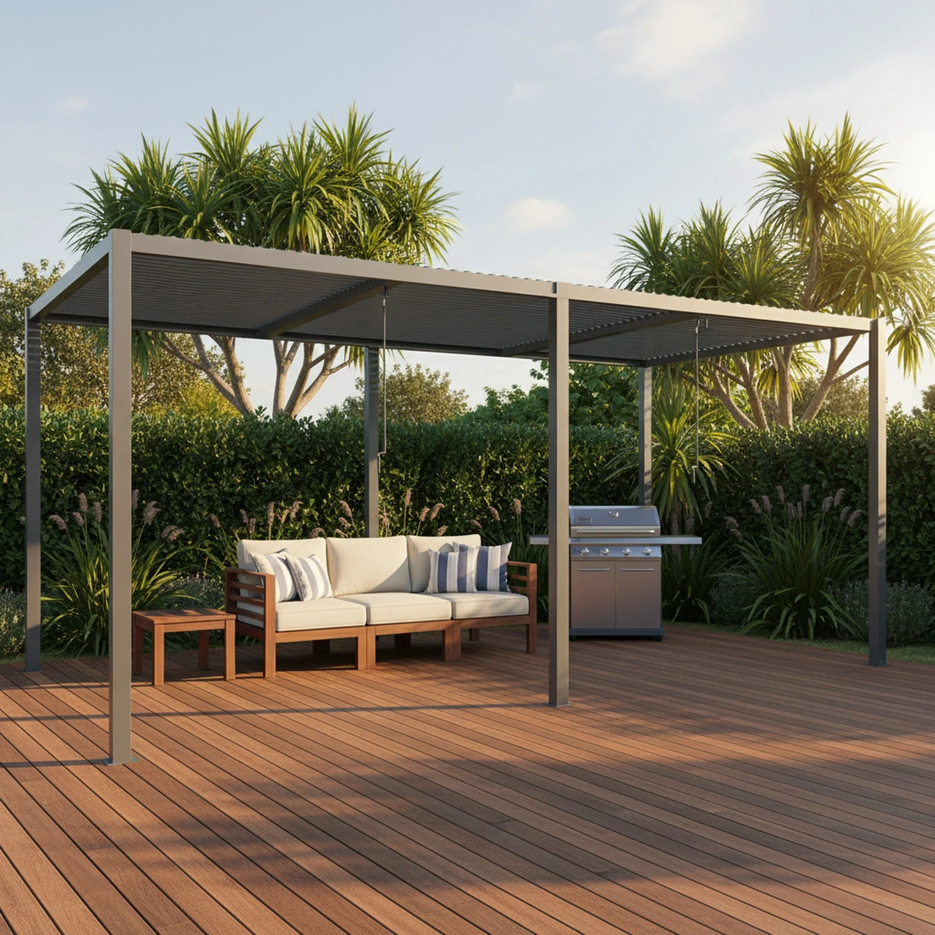 Toughout Manual Louvre Roof Aluminium Pergola 6m x 3m - Charcoal Grey - Image 20