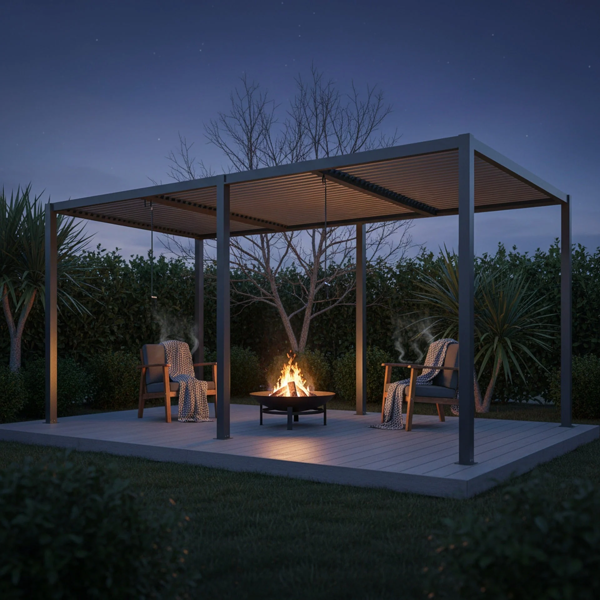 Toughout Manual Louvre Roof Aluminium Pergola 6m x 3m - Charcoal Grey - Image 5