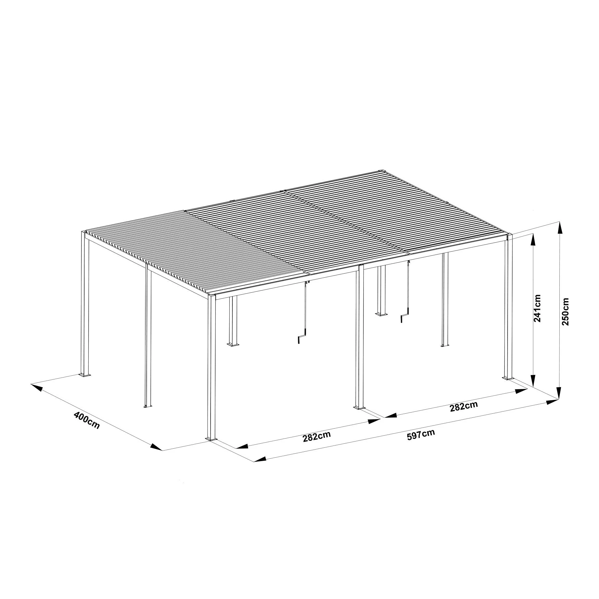 Toughout Manual Louvre Roof Aluminium Pergola 6m x 4m - Charcoal Grey - Image 15