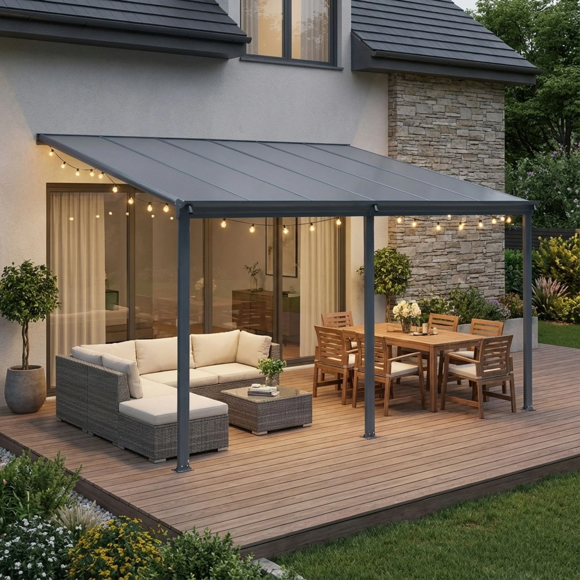 Toughout Patio Canopy Roof 3.7m x 3m