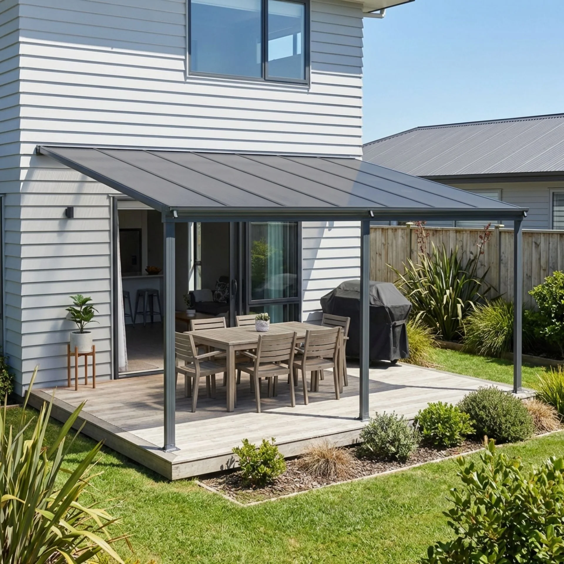 Toughout Patio Canopy Roof 4.4m x 3m - Charcoal Grey