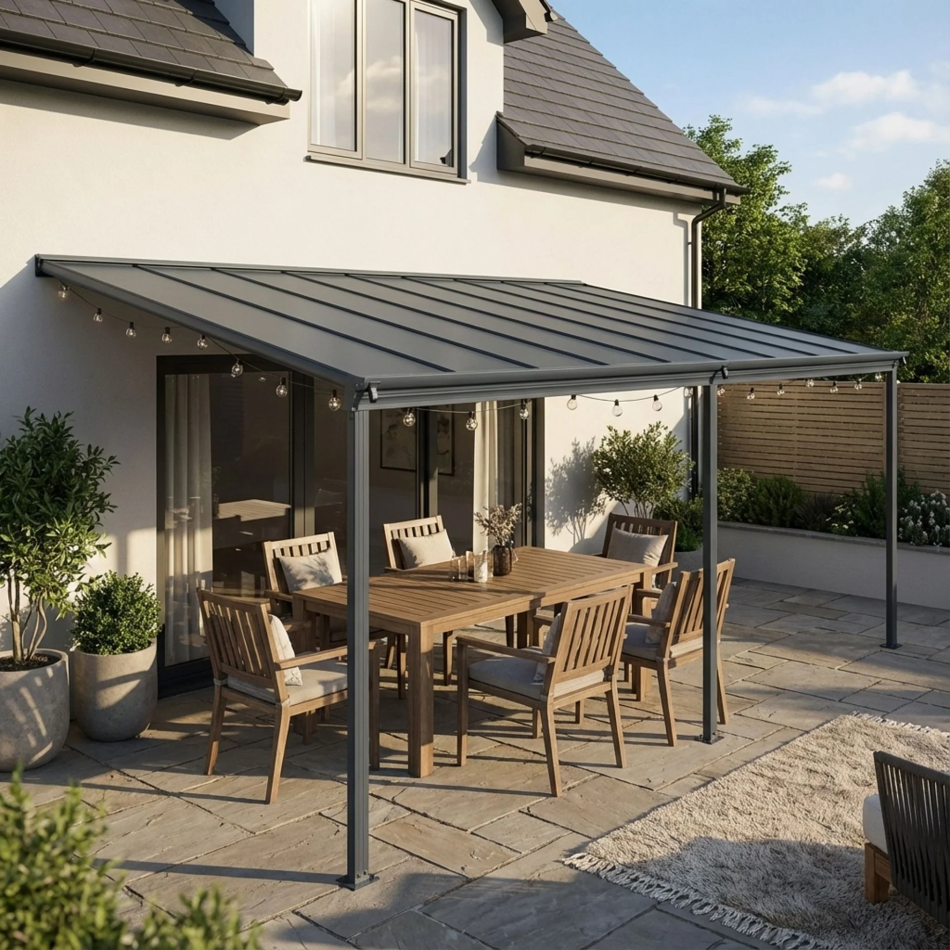 Toughout Patio Canopy Roof 5.57m x 3m - Charcoal Grey