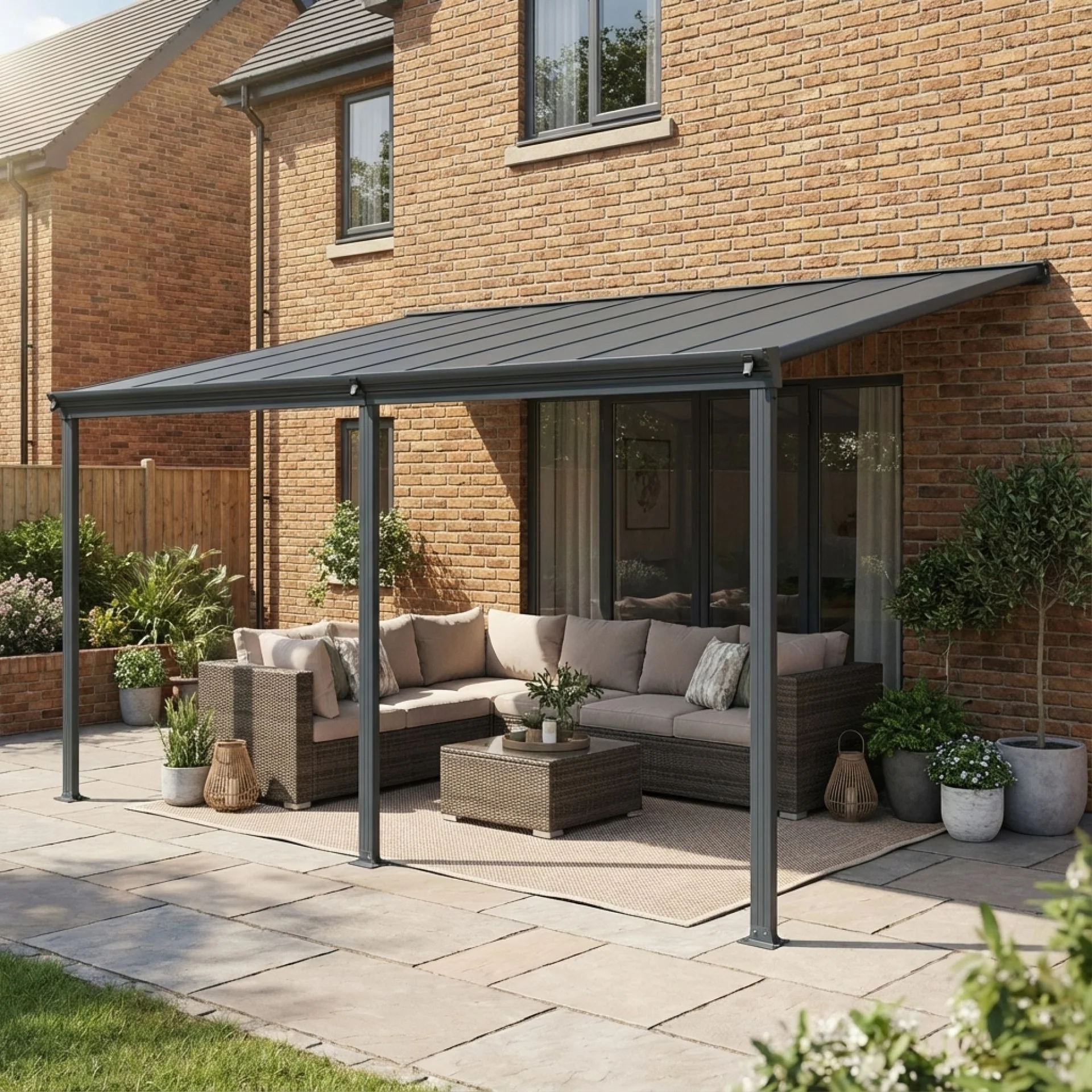 Toughout Patio Canopy Roof 5.57m x 3m - Charcoal Grey - Image 2