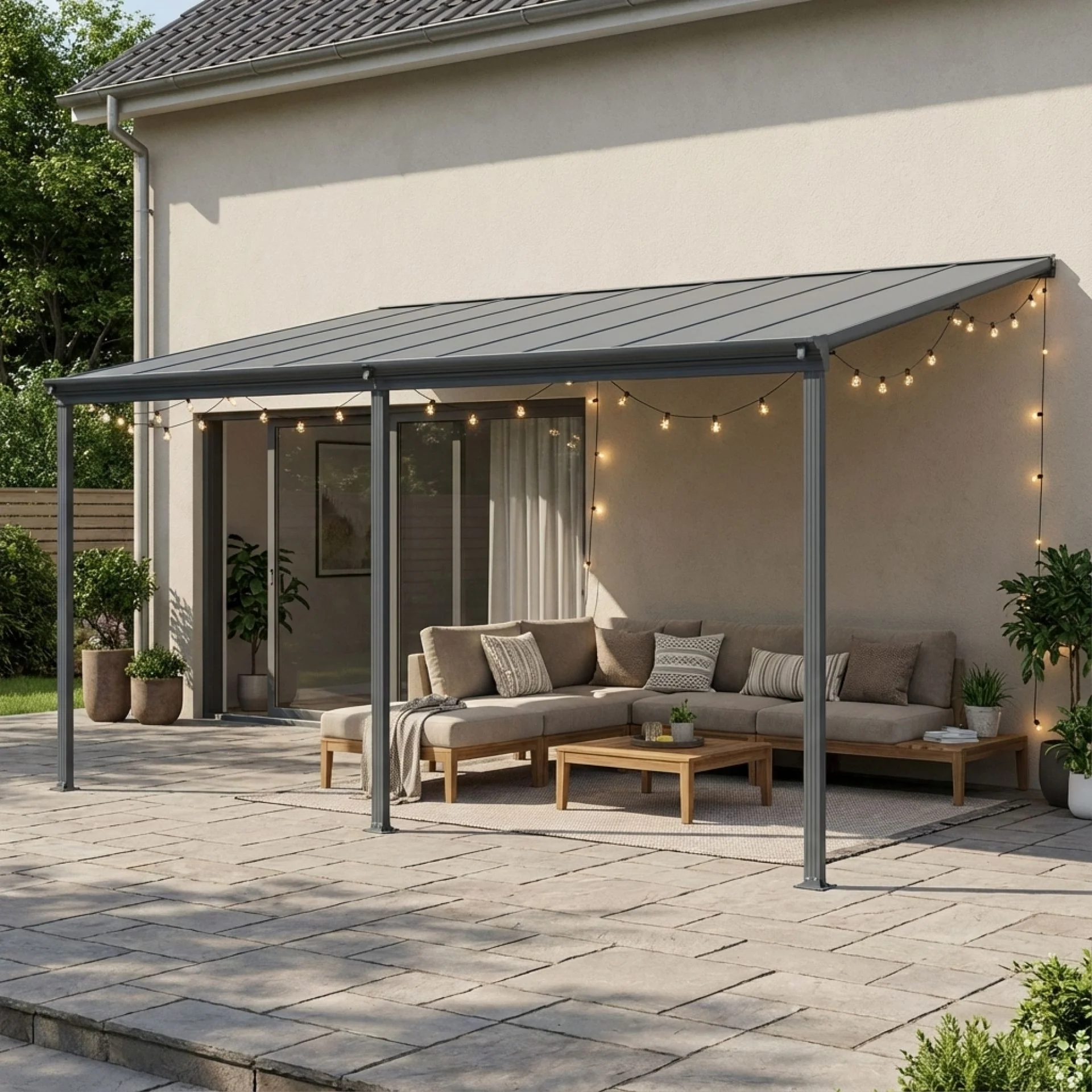 Toughout Patio Canopy Roof 5.57m x 3m - Charcoal Grey - Image 5