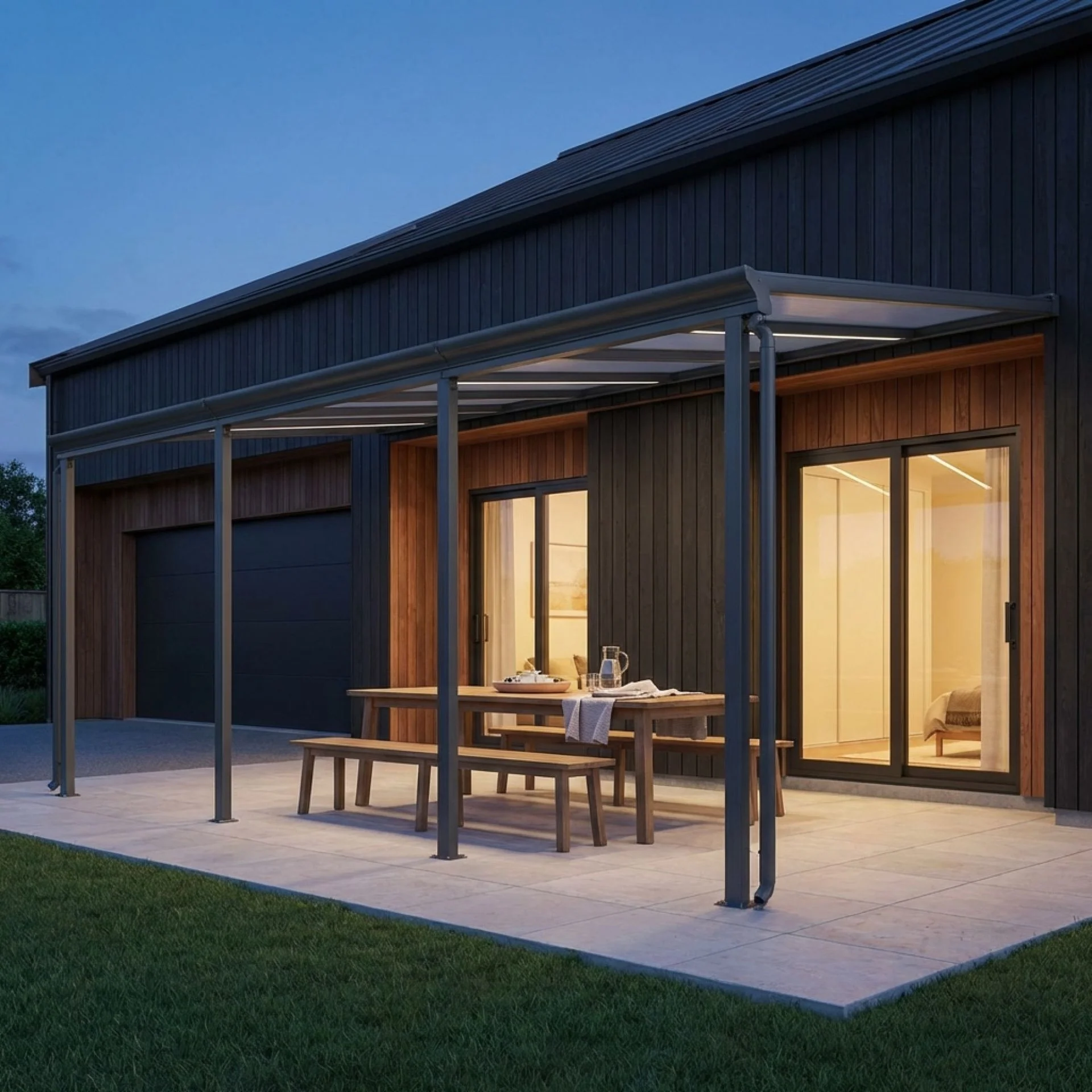 Toughout Patio Canopy Roof 6.18m x 3m x 2.58m - Charcoal Grey - Image 3