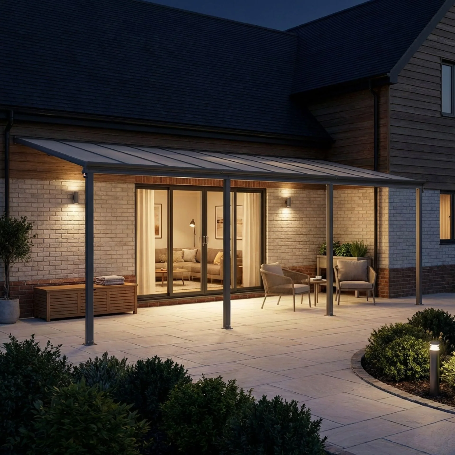 Toughout Patio Canopy Roof 6.18m x 3m x 2.58m - Charcoal Grey - Image 4